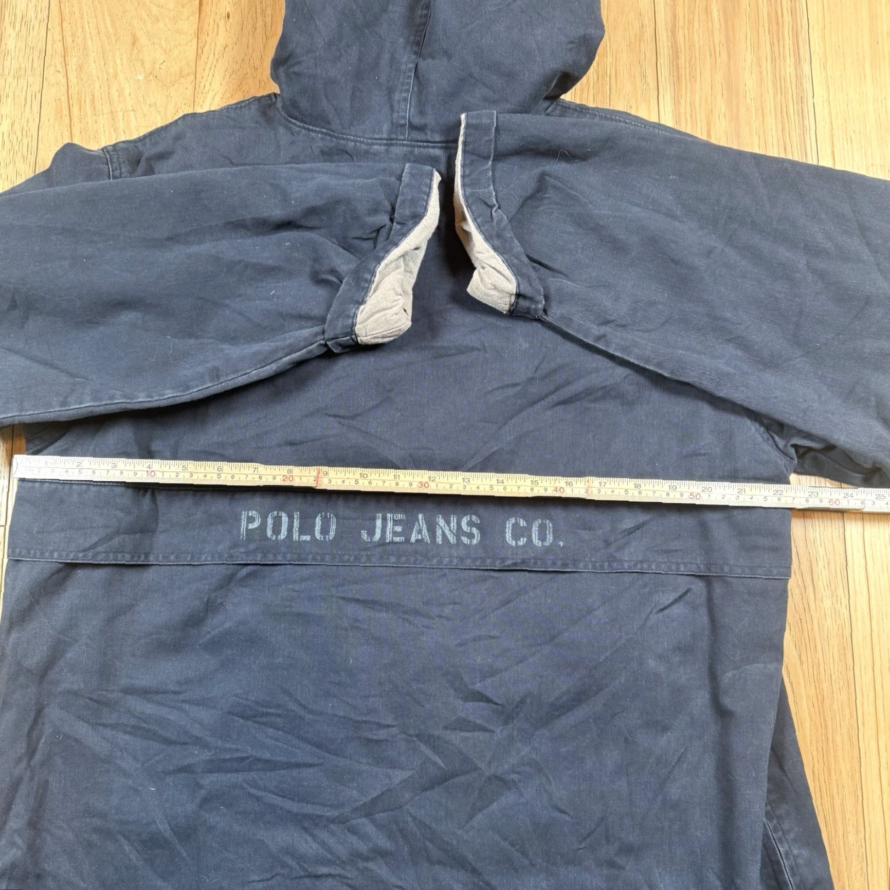 Vintage VINTAGE Polo Ralph Lauren Jeans Co Anorak Windbreaker Hoodie Hoody Blue Grey Men's Large Jacket Windbreaker Cotton Gray Mens L Size US L / EU 52-54 / 3 - 7 Thumbnail