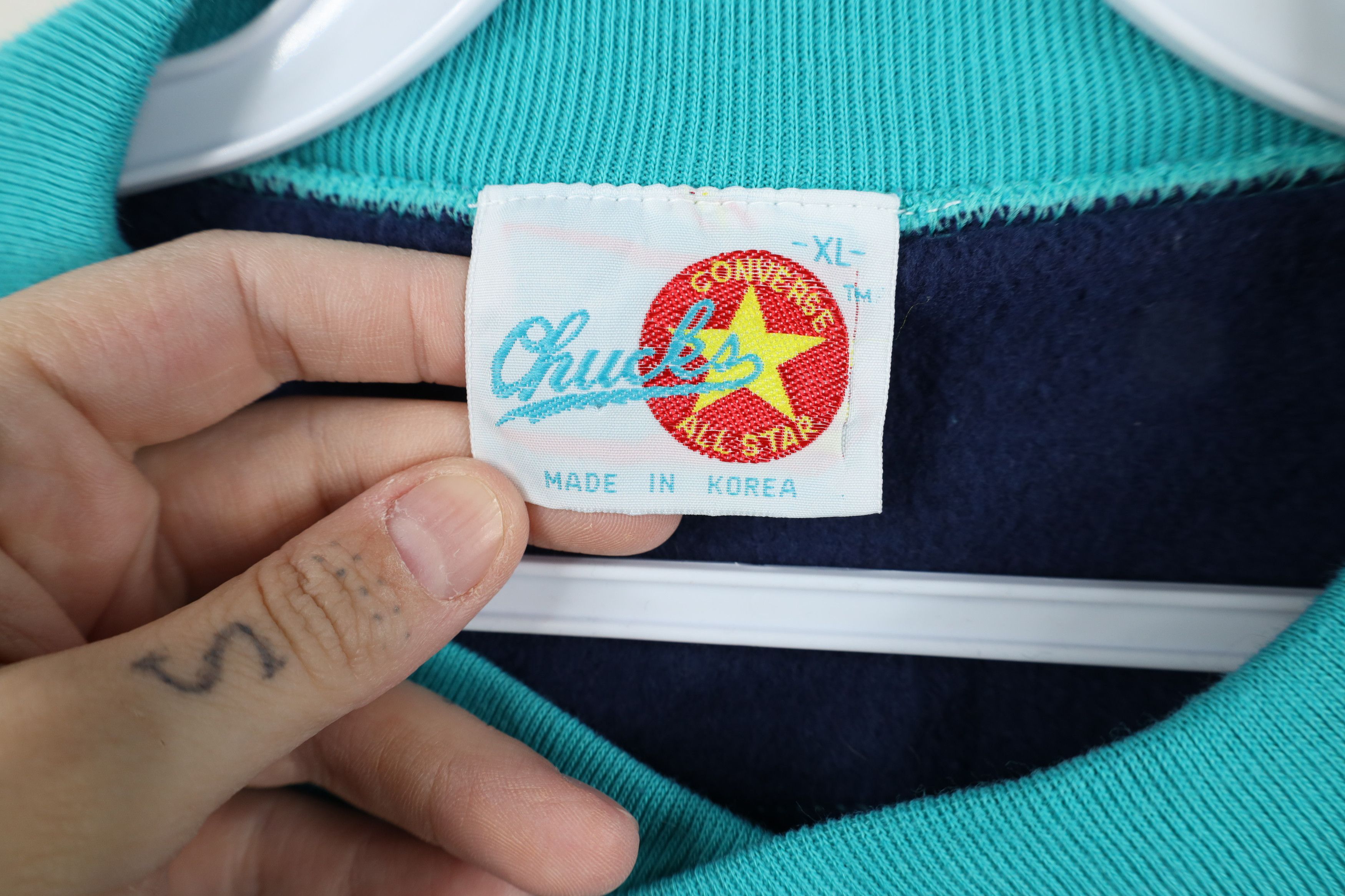 Converse Vintage 90s Converse Chuck Taylor Block Sweatshirt Blue Size XL / US 12-14 / IT 48-50 - 9 Thumbnail