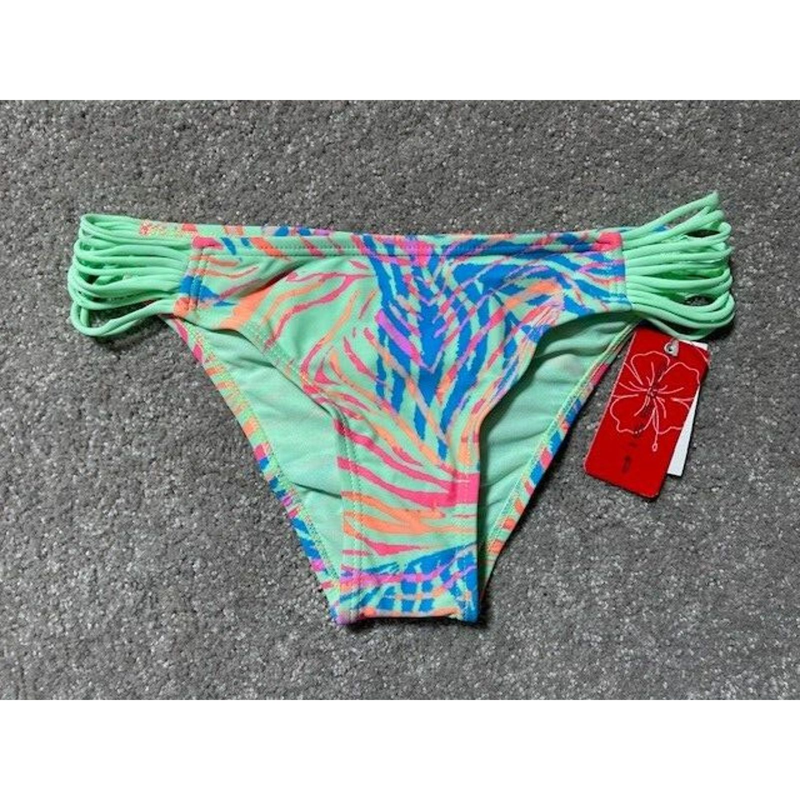 Gossip Swim Bikini Bottom Women M Ibiza Queen Hipster Floral in Green (Size Medium)