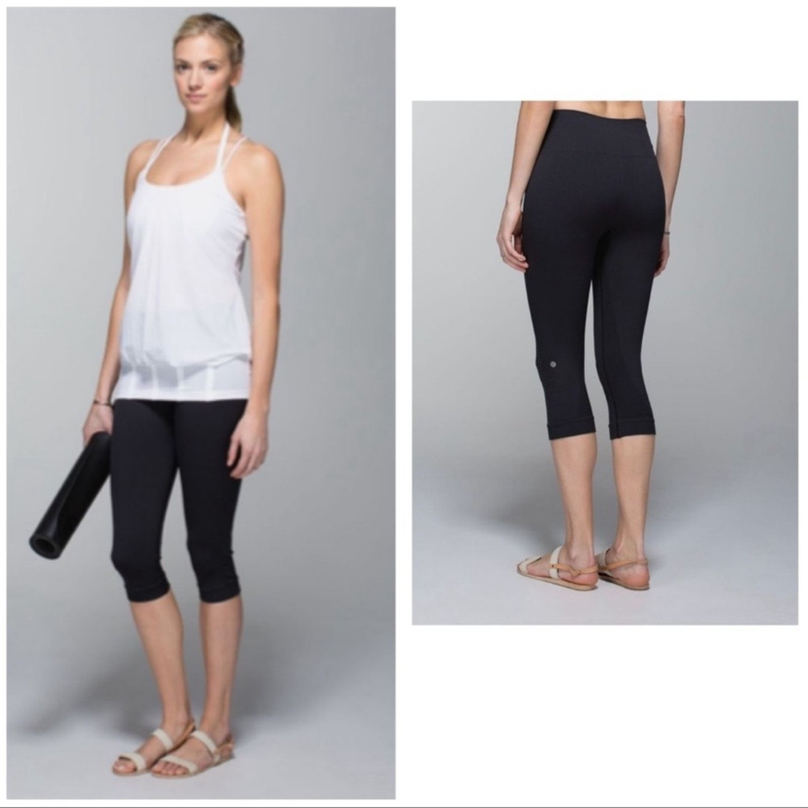 Lululemon LULULEMON In the Flow Black Capri Leggings in Size 4 Size 27" / US 4 / IT 40 - 1 Thumbnail
