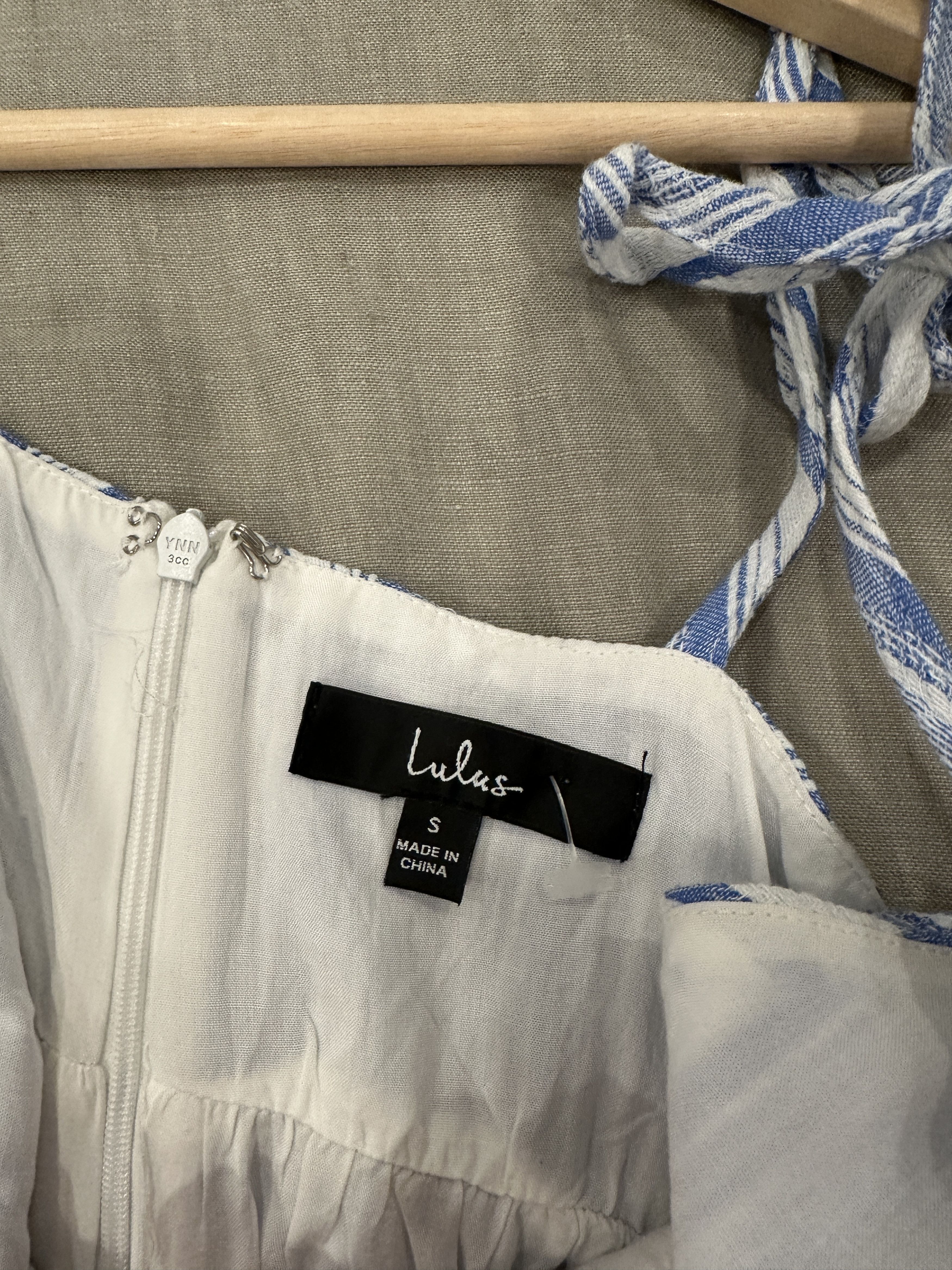 Lulus Lulus Blue&White Striped Tie-Strap Tiered Mini Dress Size S Size S / US 4 / IT 40 - 3 Thumbnail