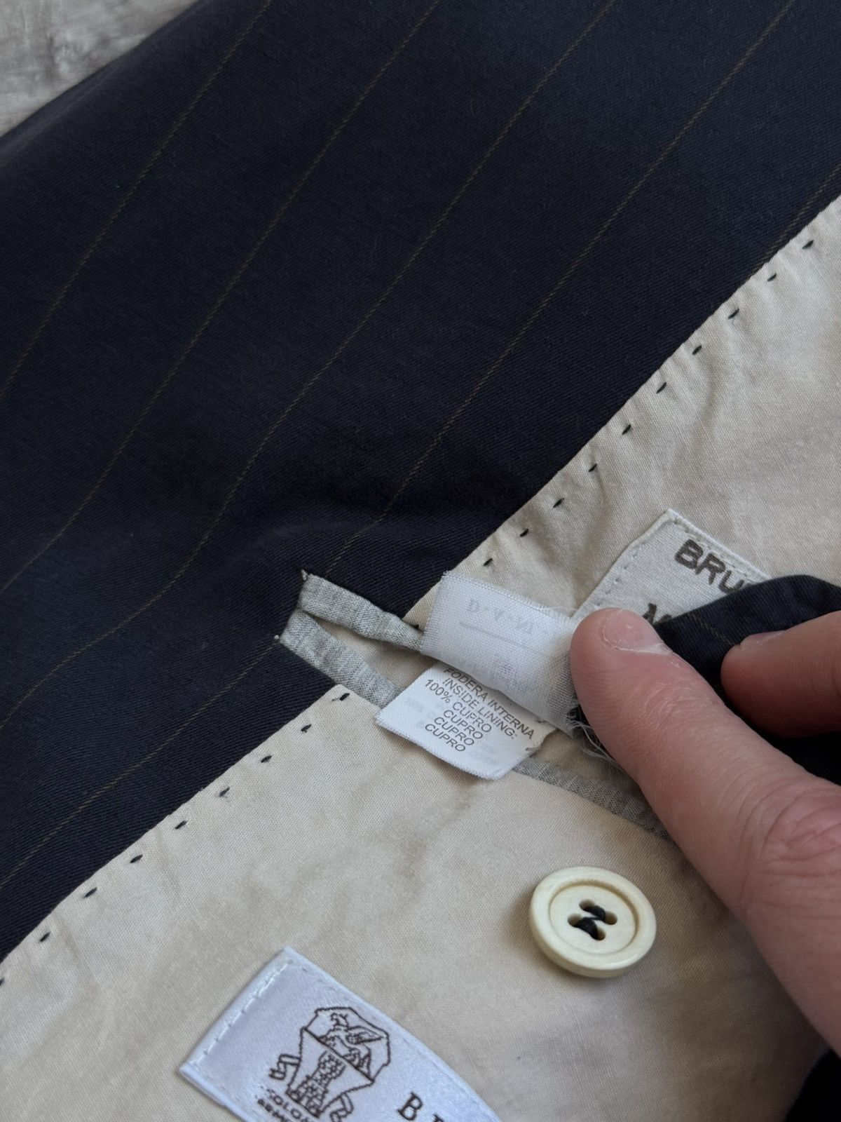 Brunello Cucinelli Brunello Cucinelli Pinstripe Cotton Cashmere Blazer Size 44R - 15 Thumbnail