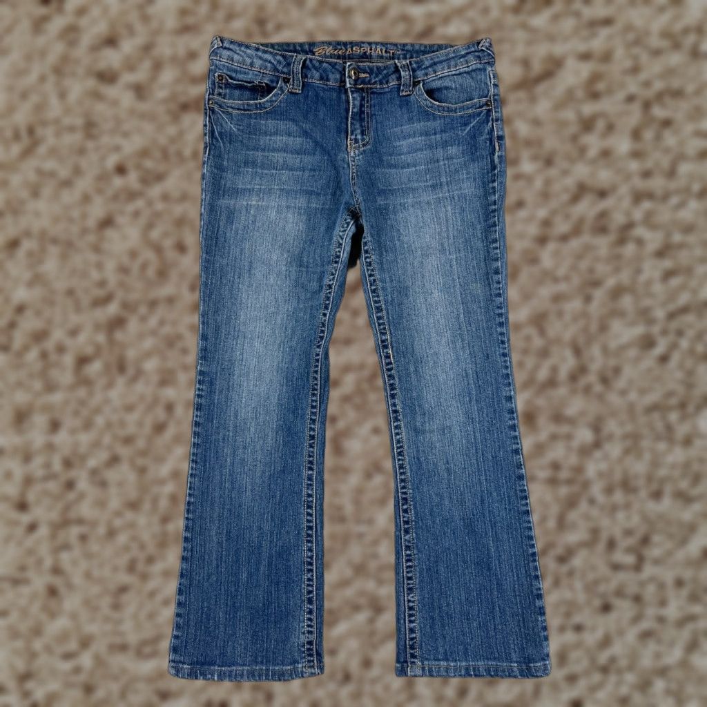 Guess VINTAGE Guess Jeans Womens 13 Blue Denim Jeans Bootcut Embellished Logo 5-Pocket Cotton Blend Blue Size 34" / US 12 / IT 48 - 1 Thumbnail