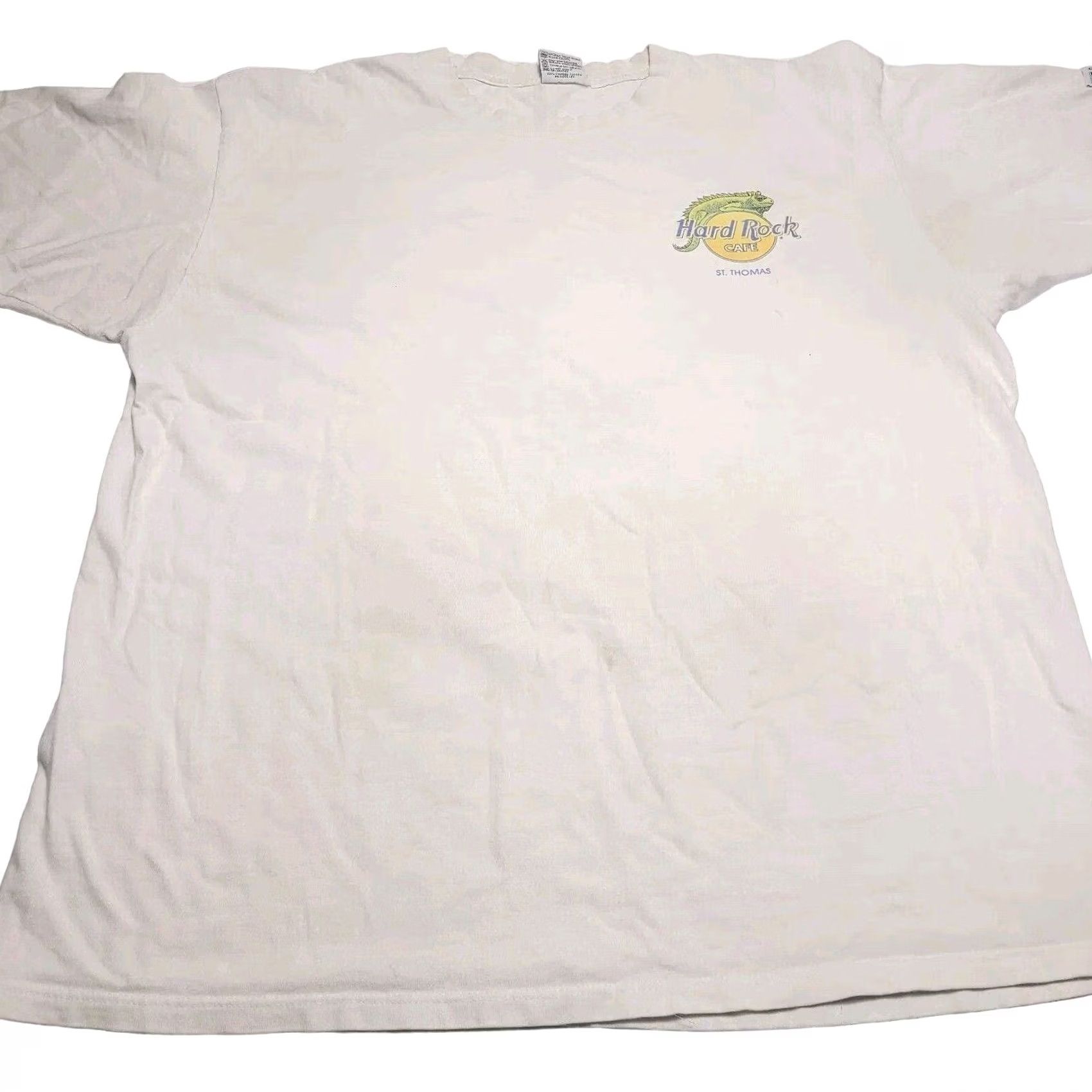 Hard Rock Cafe VINTAGE 90s Hard Rock Cafe St. Thomas T-Shirt Heavy White XL Iguana Sunset Mens Short Sleeve Distressed Size US XL / EU 56 / 4 - 3 Thumbnail