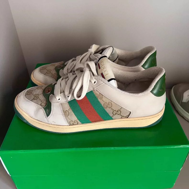 Gucci gucci screener leather low-top sneakers green-dmc Size US 9 / EU 42 - 1 Thumbnail