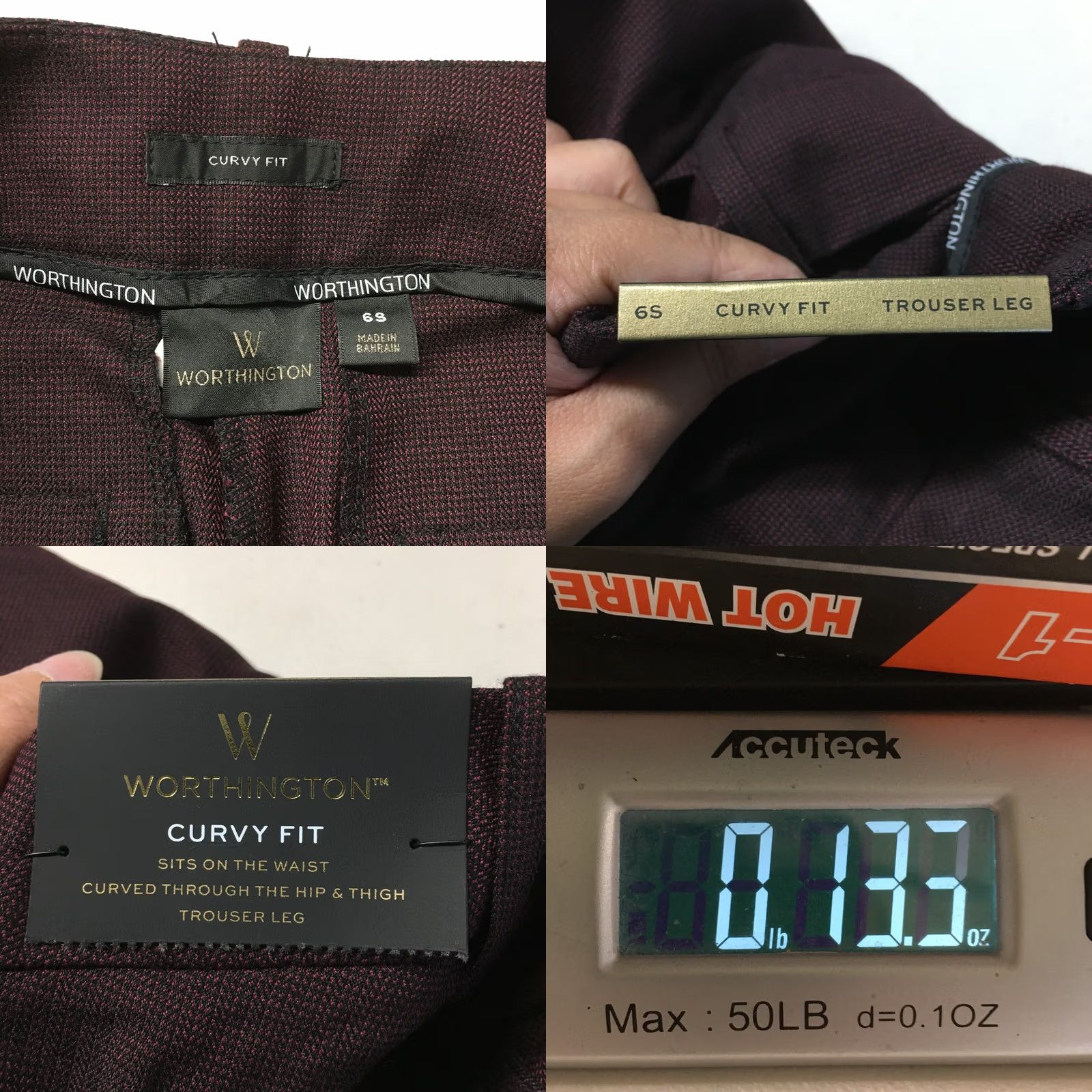 Worthington Worthington Curvy Fit Wide-Leg Trouser Dress Pants Womens 6S Purple Zip Fly NEW Shirt Pants Womens Purple 6 Wide Leg Inseam 30.5in Size 28" / US 6 / IT 42 - 9 Thumbnail