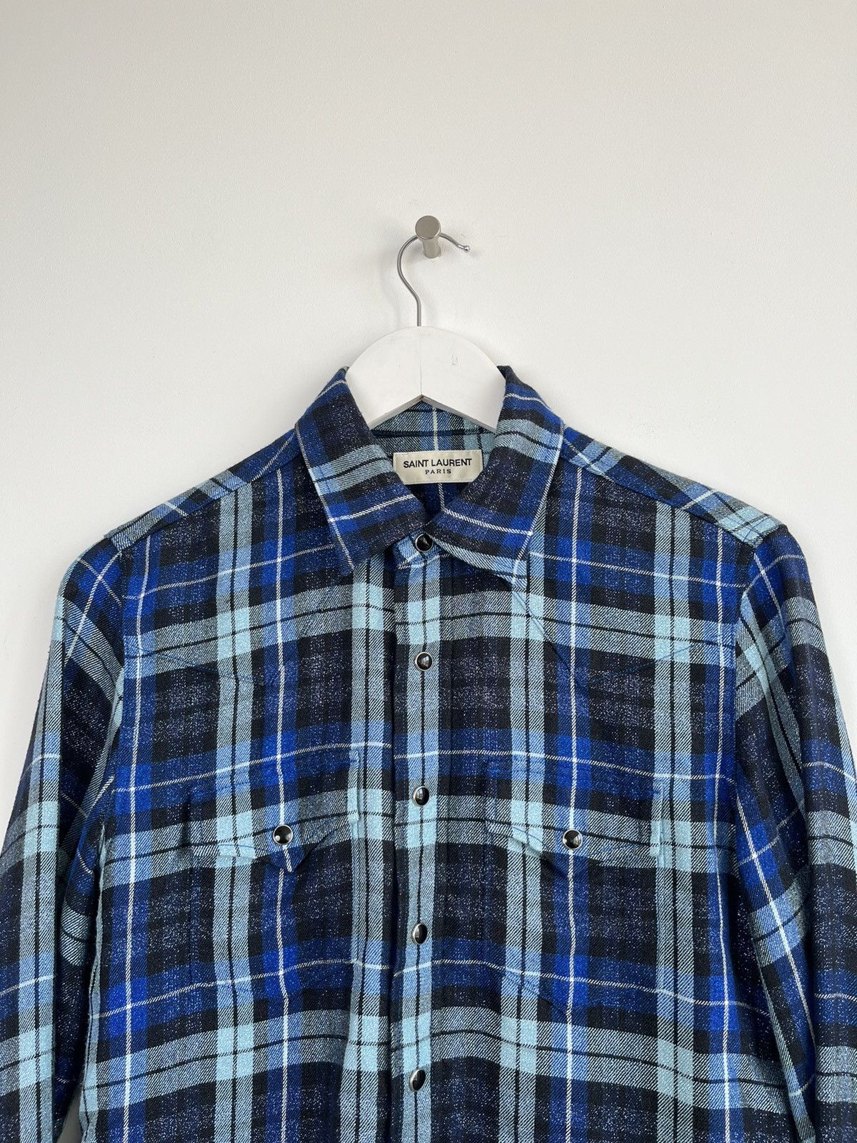 Saint Laurent Paris Saint Laurent Metallic Lurex Shine Western Flannel Shirt Size US S / EU 44-46 / 1 - 4 Thumbnail