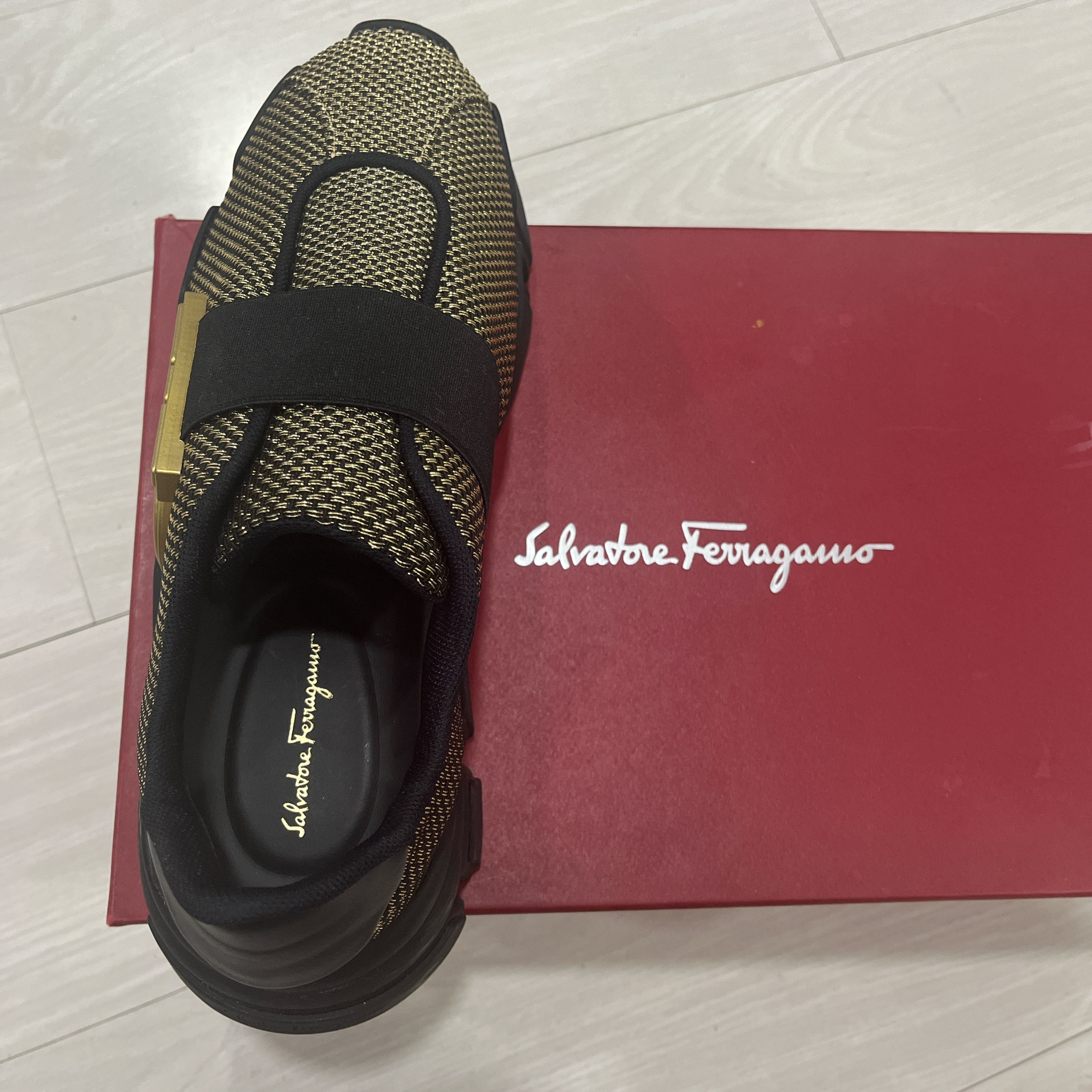 Salvatore Ferragamo Black & gold Salvatore Ferragamo “Monster” slip-on sneakers. Size US 8.5 / IT 38.5 - 1 Thumbnail