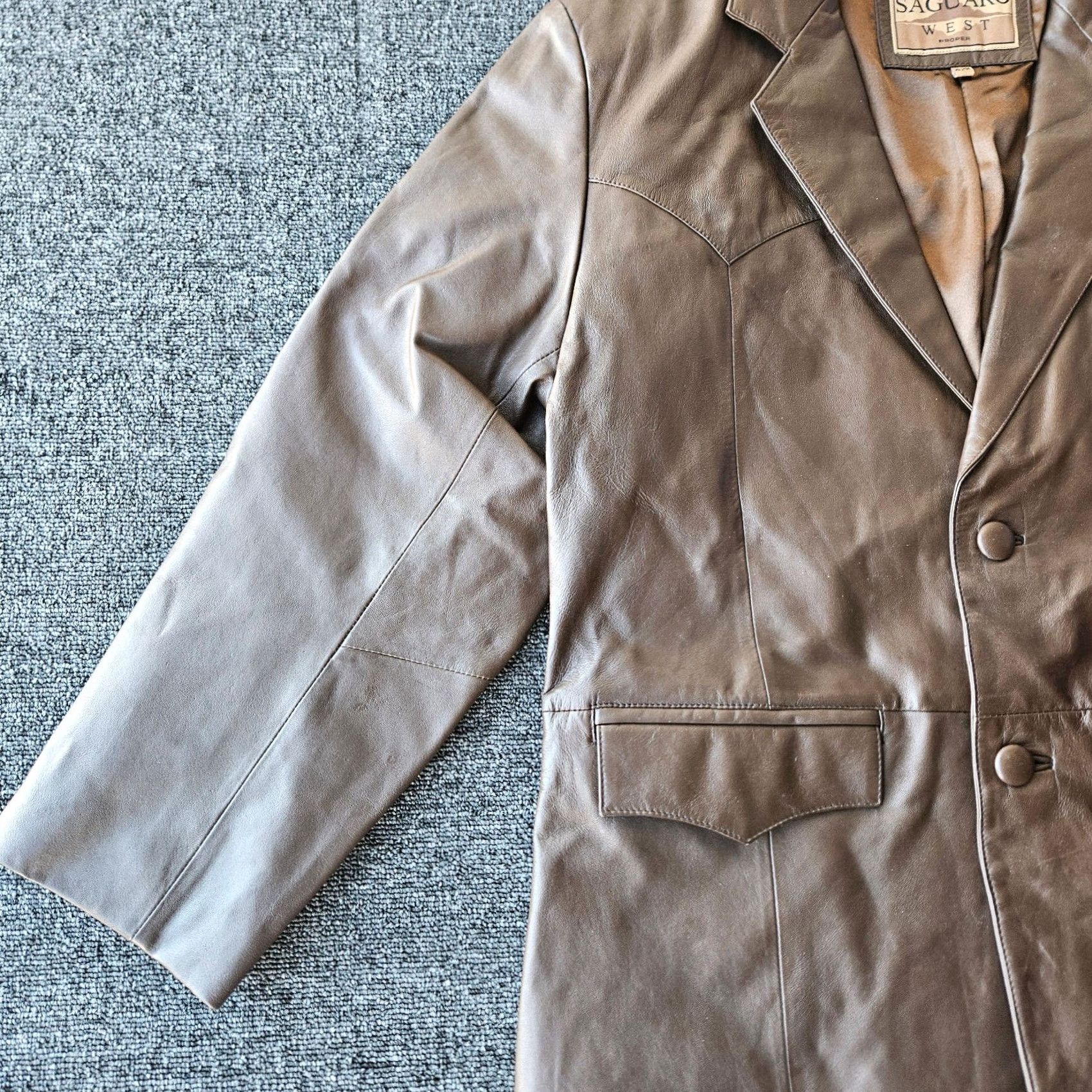 Roper VINTAGE Roper Leather Jacket Sport Coat 42 R Long Sleeve 2 Button Mens Brown Size US XL / EU 56 / 4 - 2 Thumbnail