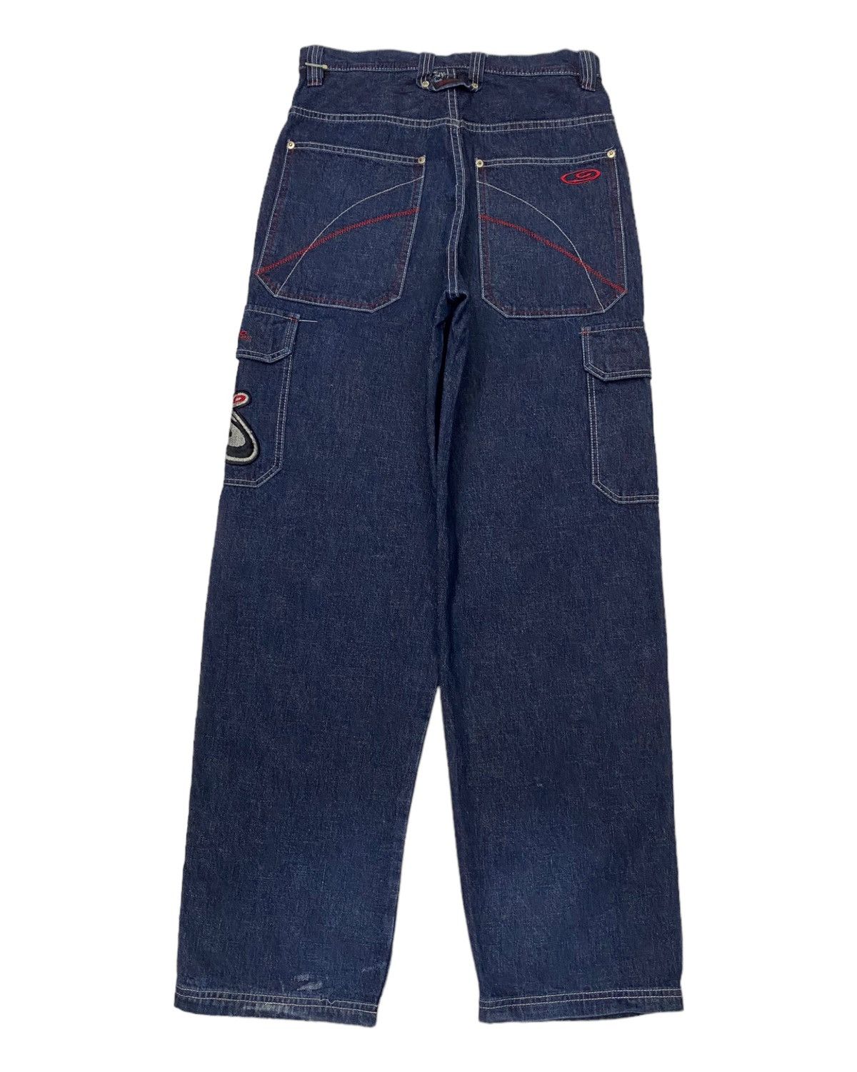 JNCO 🔥BAGGY DENIM CARGO PANTS PIKO HAWAIIAN DISTRESS RIPS DENIM Size US 30 / EU 46 - 3 Thumbnail