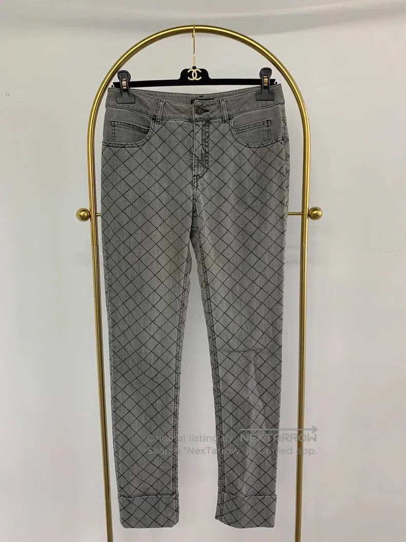 Chanel Chanel Light Gray Plaid Jeans . Size US 32 / EU 48 - 1 Thumbnail