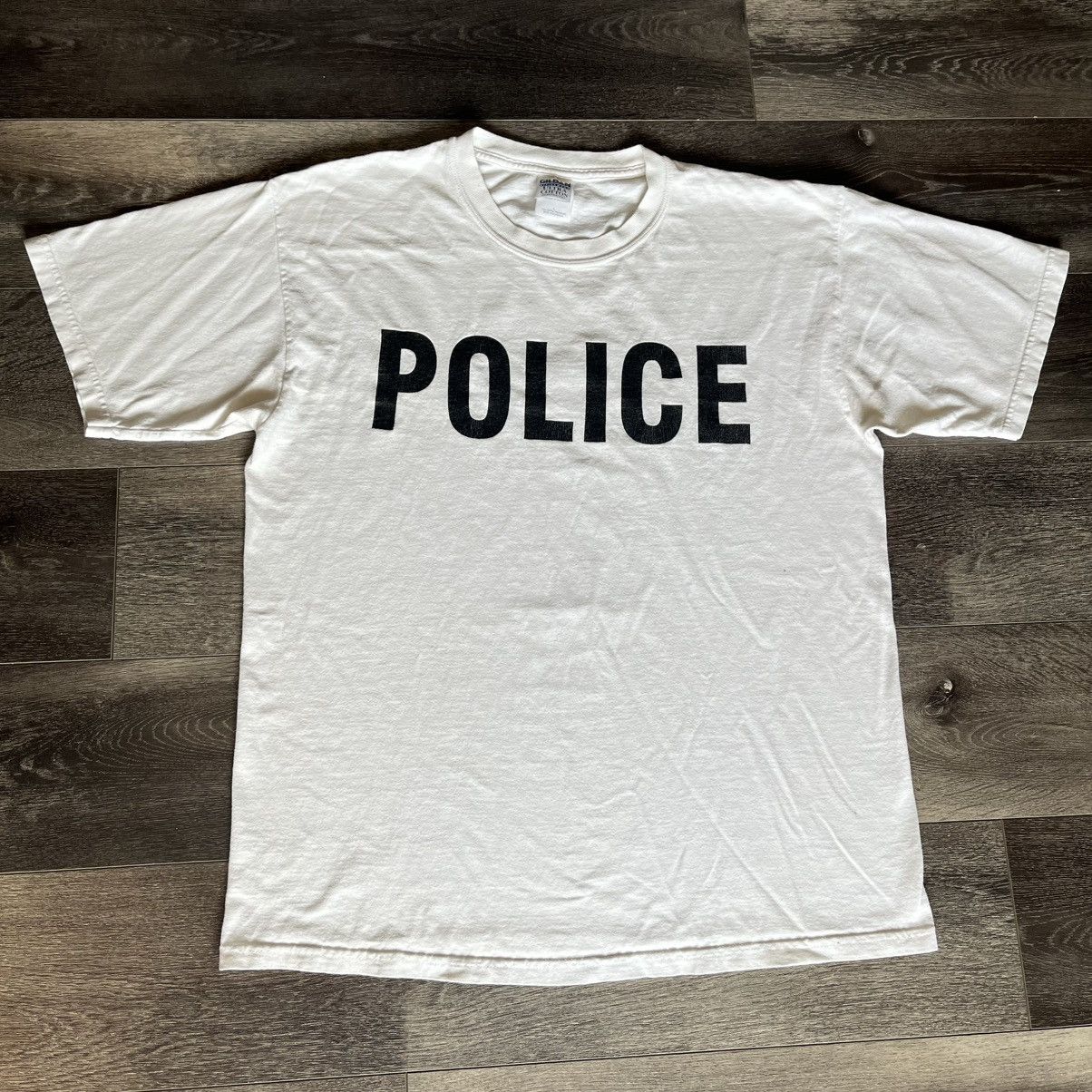 Vintage Vintage 2000s Police Text Logo Double Sided Parody Tee Shirt Size US L / EU 52-54 / 3 - 1 Thumbnail