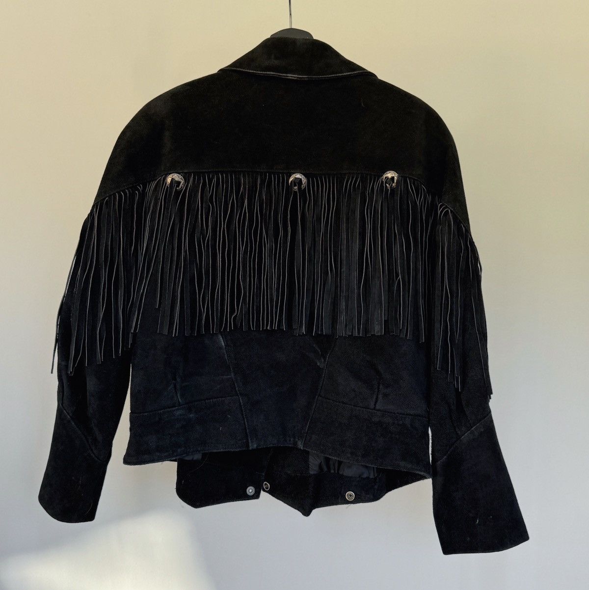 Genuine Leather Vintage 1995 Black Suede Fringe Jacket – Men’s S Size US S / EU 44-46 / 1 - 2 Thumbnail