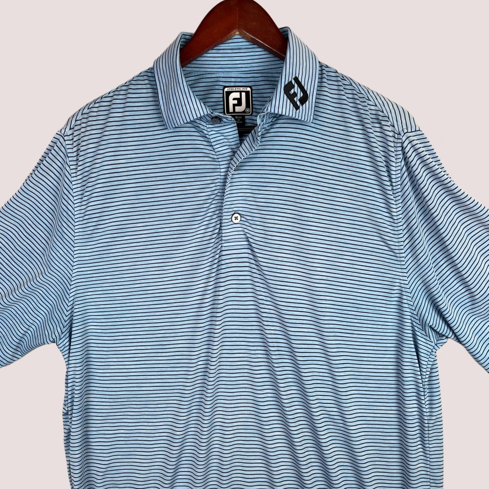 Footjoy FootJoy Polo Shirt Mens Medium Blue Striped Golf Athletic Fit Shirt Size US M / EU 48-50 / 2 - 1 Thumbnail
