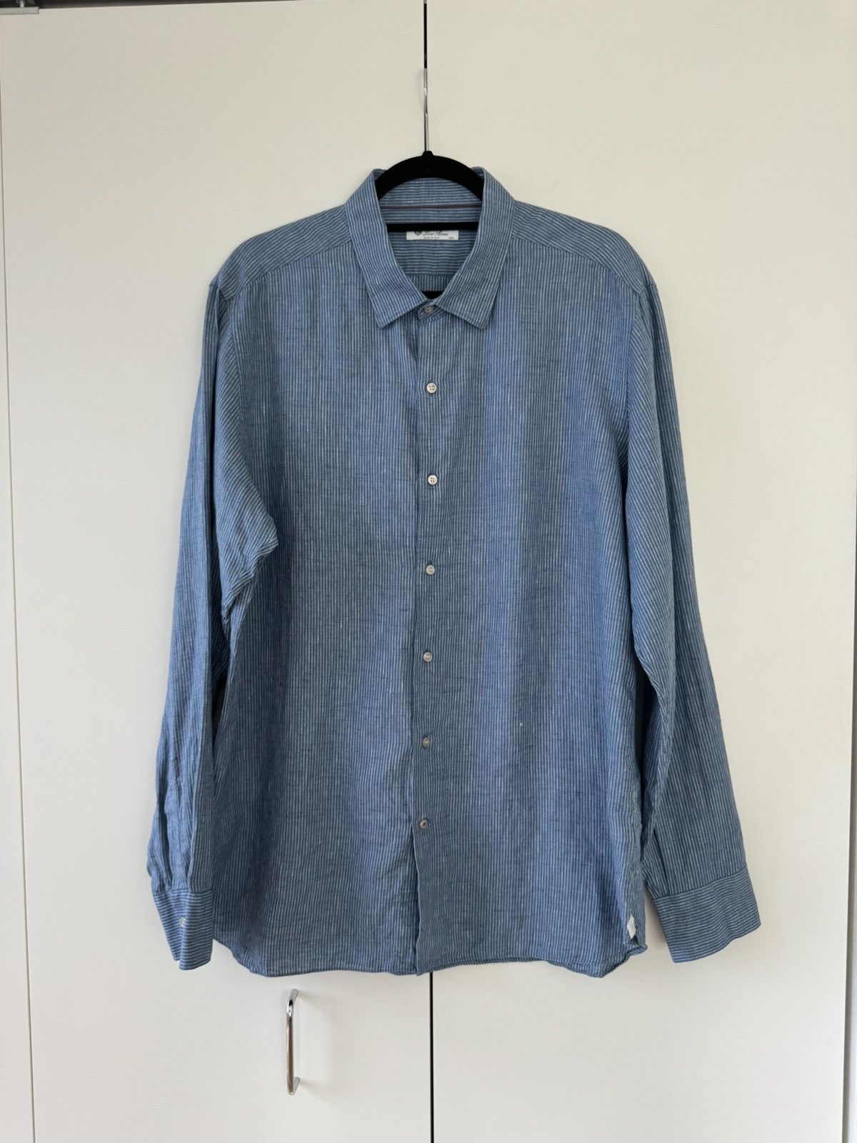 Arthur Arizona Blue Striped Aloe Linen Shirt XXL FAL1007
