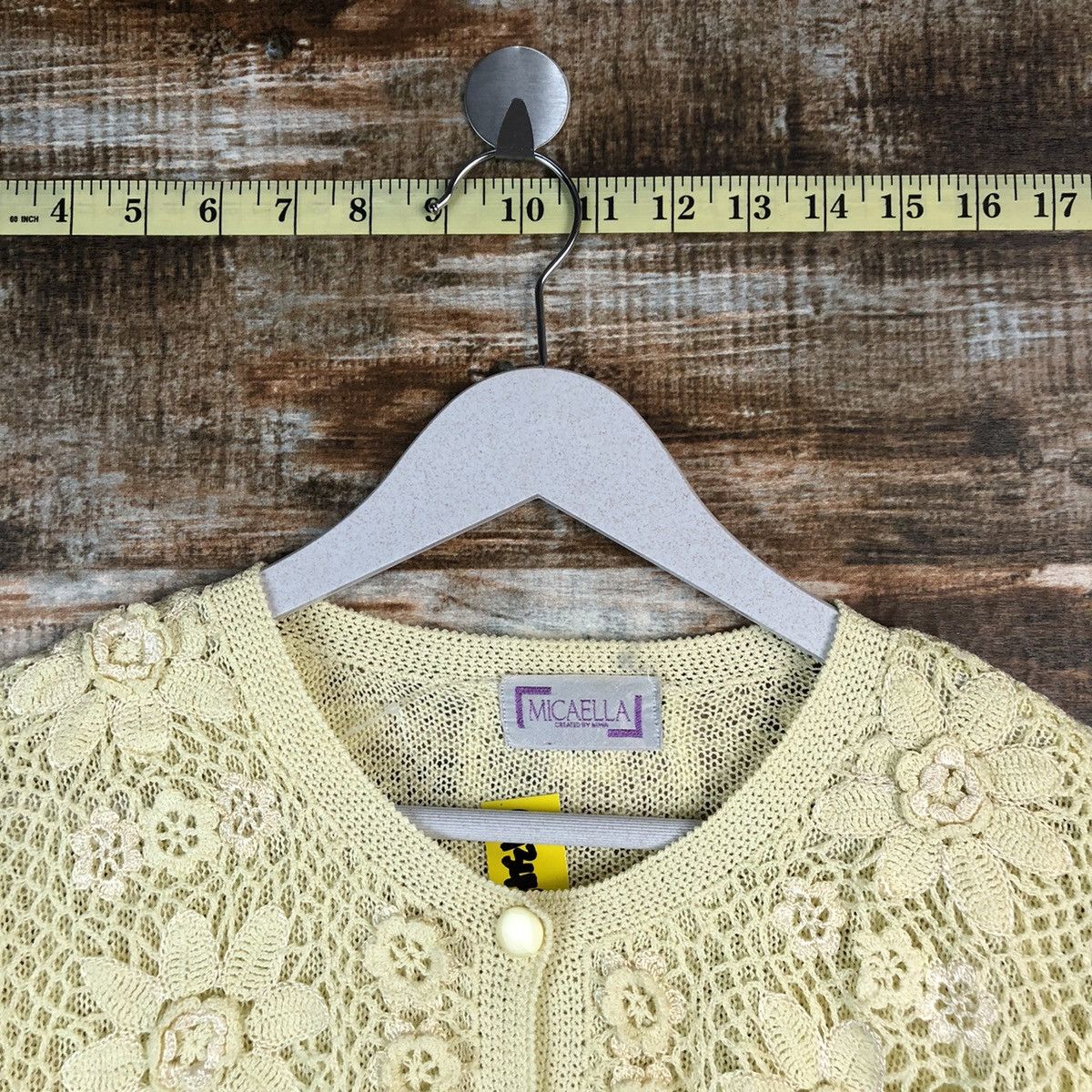 Japanese Brand Micaella Patterned crochet meshnet Cardigan Knitwear #A1343 Size M / US 6-8 / IT 42-44 - 4 Thumbnail
