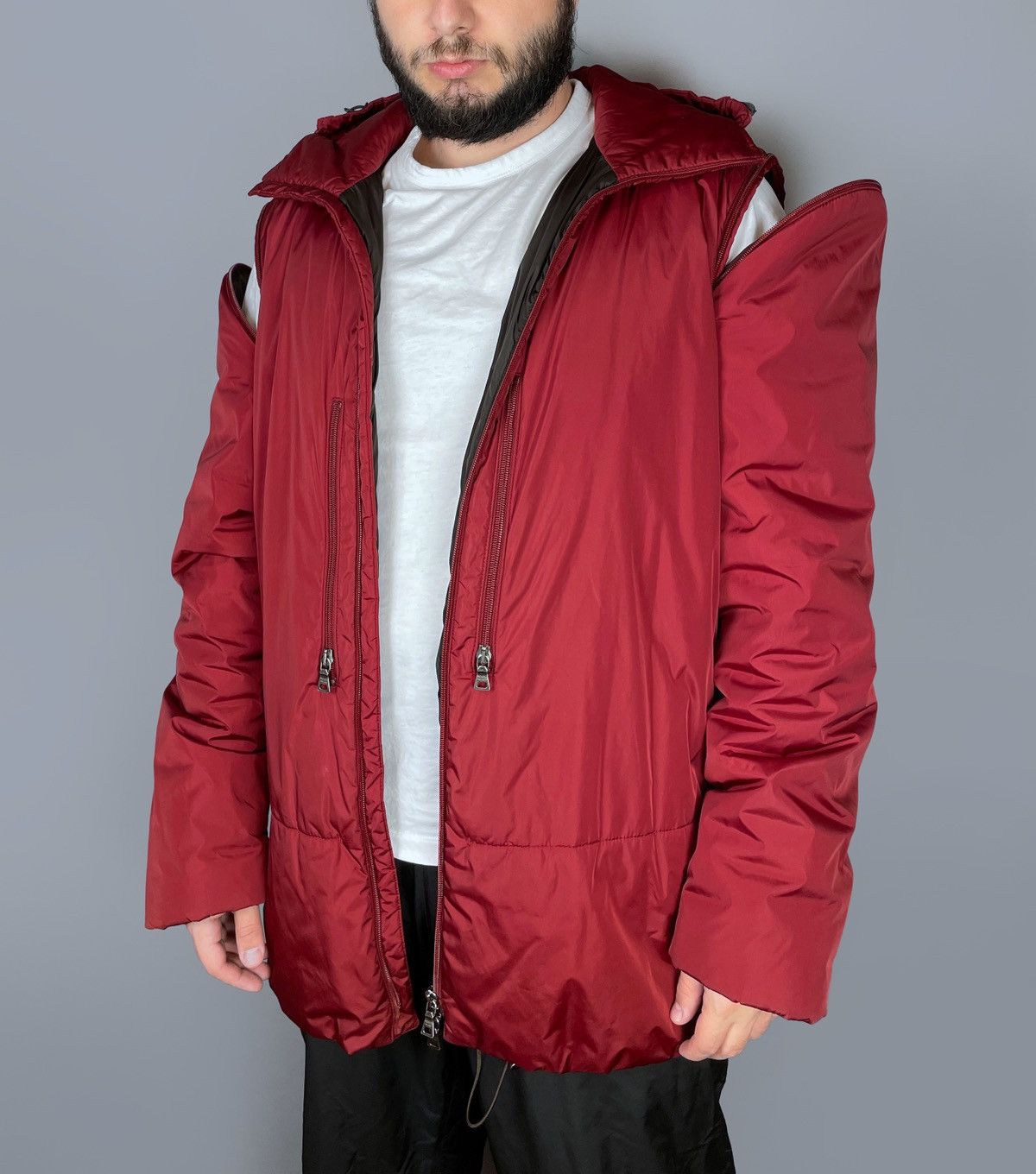 Prada Vintage 90s PRADA Red Tab Transformer Ski Zip Hood Jacket 52 Size US L / EU 52-54 / 3 - 5 Thumbnail