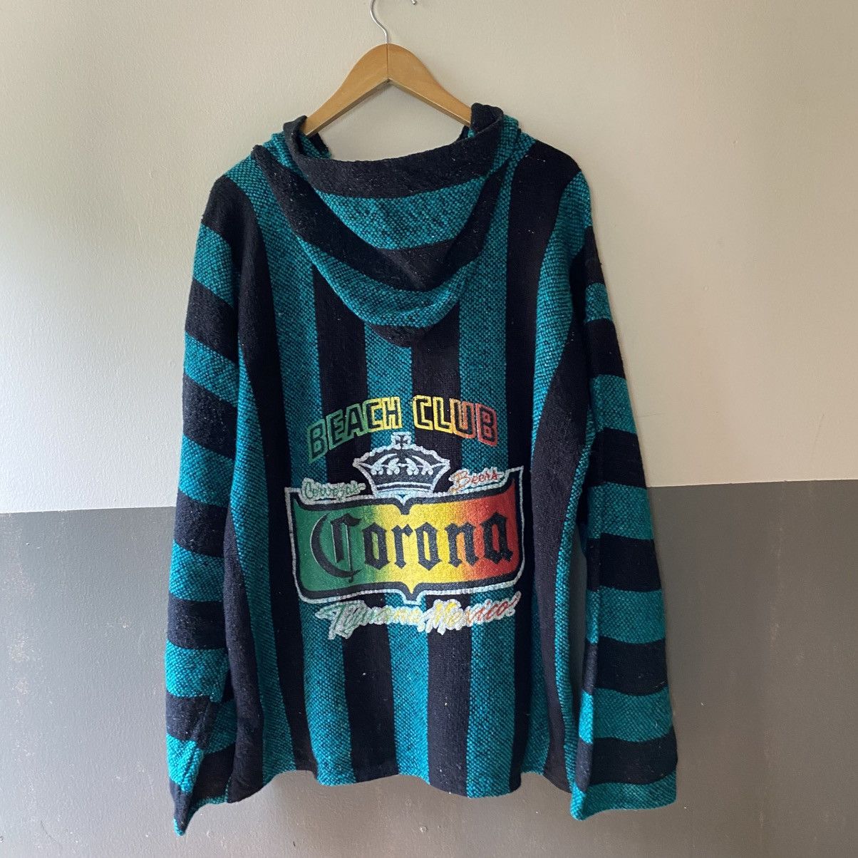 Vintage Black and Teal Striped Baja Hoodie Size US L / EU 52-54 / 3 - 4 Thumbnail