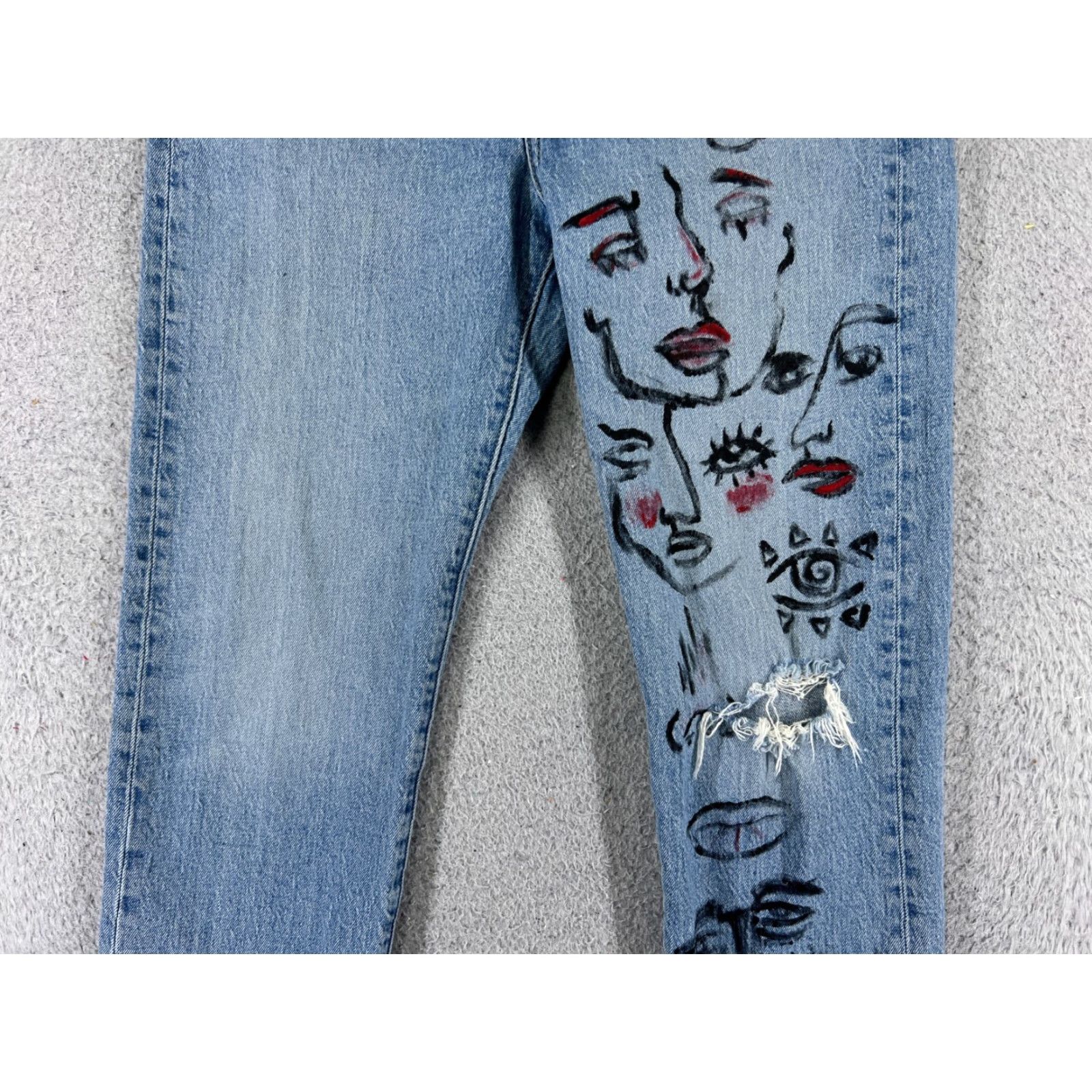 Levi's Levi's Wedgie Fit Jeans Womens 27 Blue Distressed Straight 27x24 Size 27" / US 4 / IT 40 - 3 Thumbnail