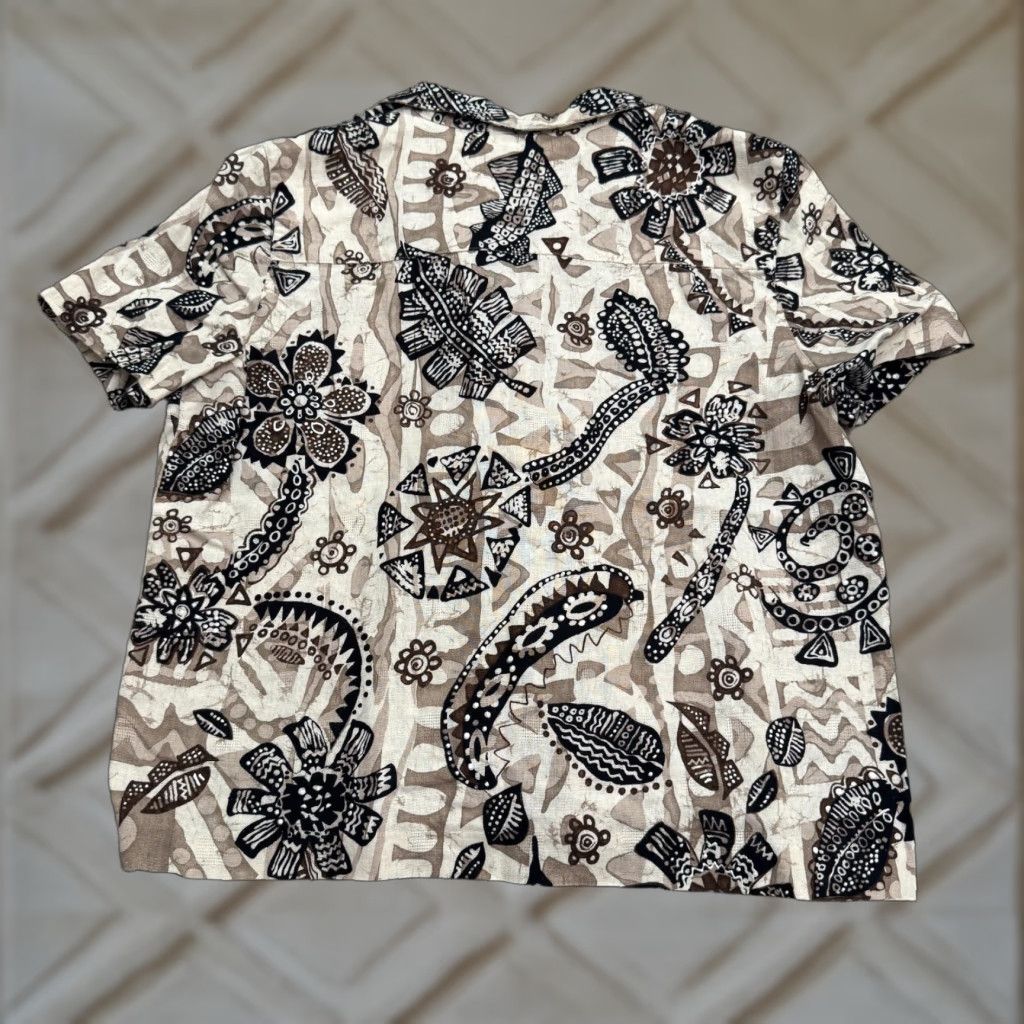 Vintage Vintage Alfred Dunner Linen Batik Paisley Button Down Shirt Womens 16P Brown Top Size XXL / US 16-18 / IT 52-54 - 1 Thumbnail