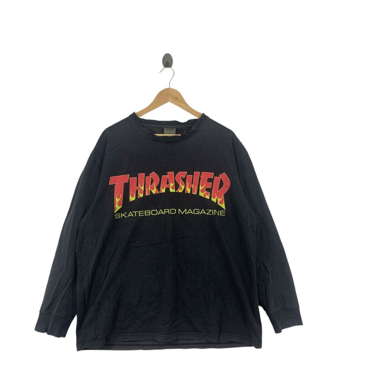 Thrasher Vintage THRASHER MAGAZINE SKATEBOARD Flame Tee Shirt Top Size US XXL / EU 58 / 5 - 3 Thumbnail