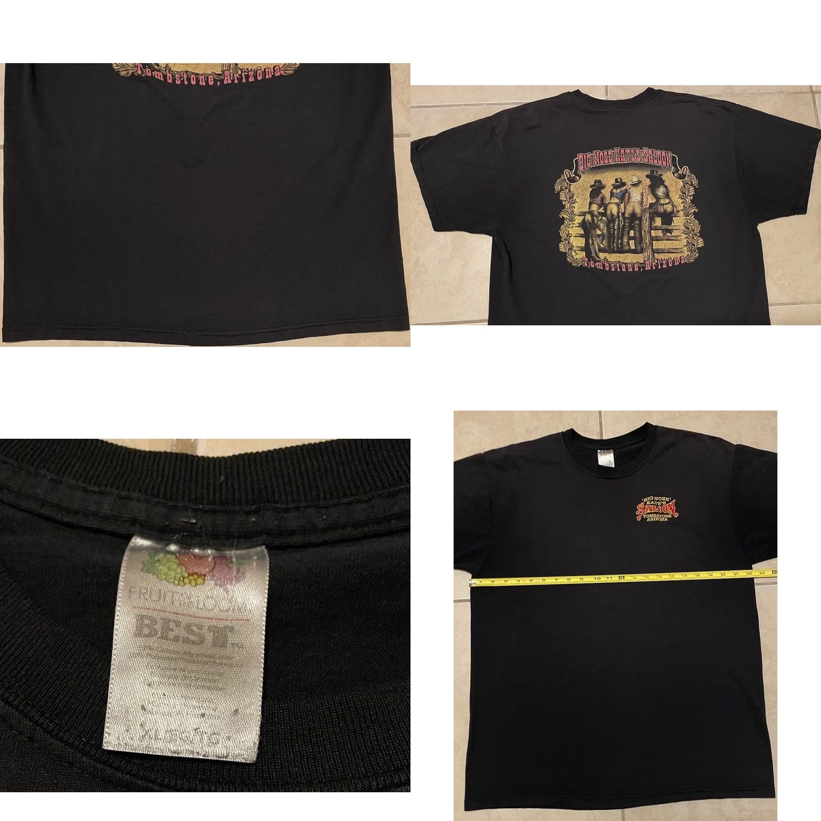 Vintage VINTAGE Big Nose Kates Saloon Tombstone Arizona Faded Shirt XL Black Harley Grunge 80s 90s Bar Joke Humor USA Western Rock Mens T-Shirt Size US XL / EU 56 / 4 - 8 Thumbnail