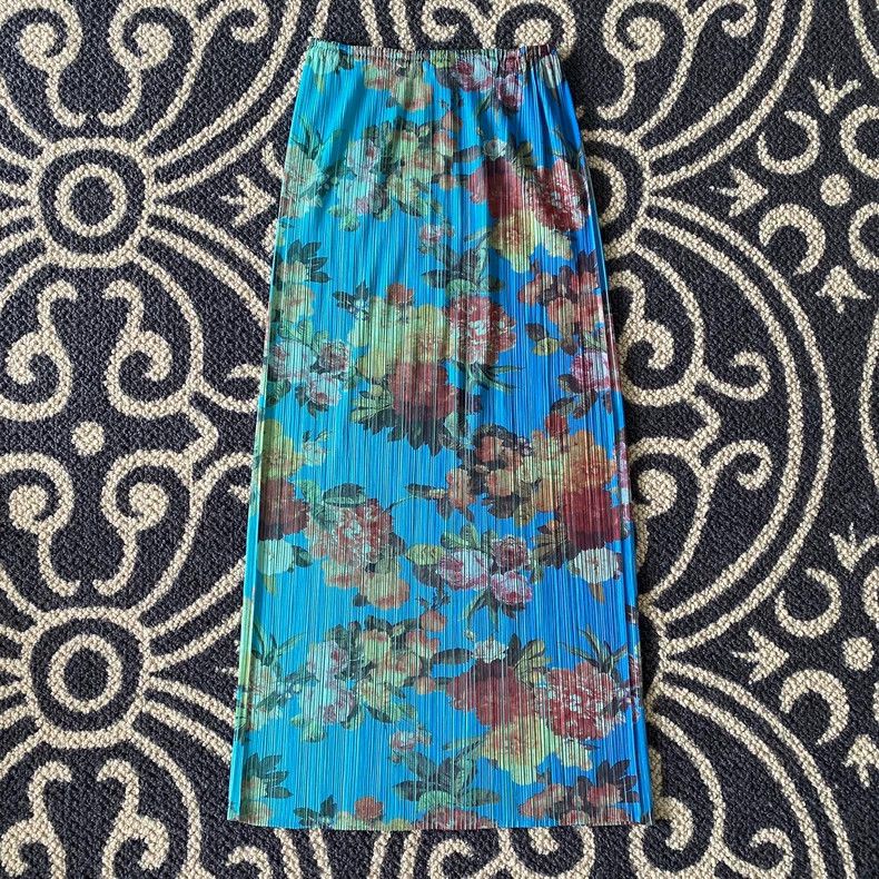 Issey Miyake Vintage Pleated Floral Skirt - dmc