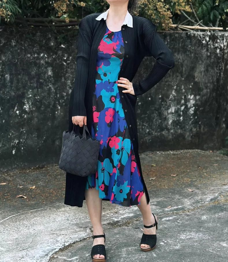 Issey Miyake Issey Miyake size:2 Black color-blocked collar dress Size XS / US 0-2 / IT 36-38 - 3 Thumbnail