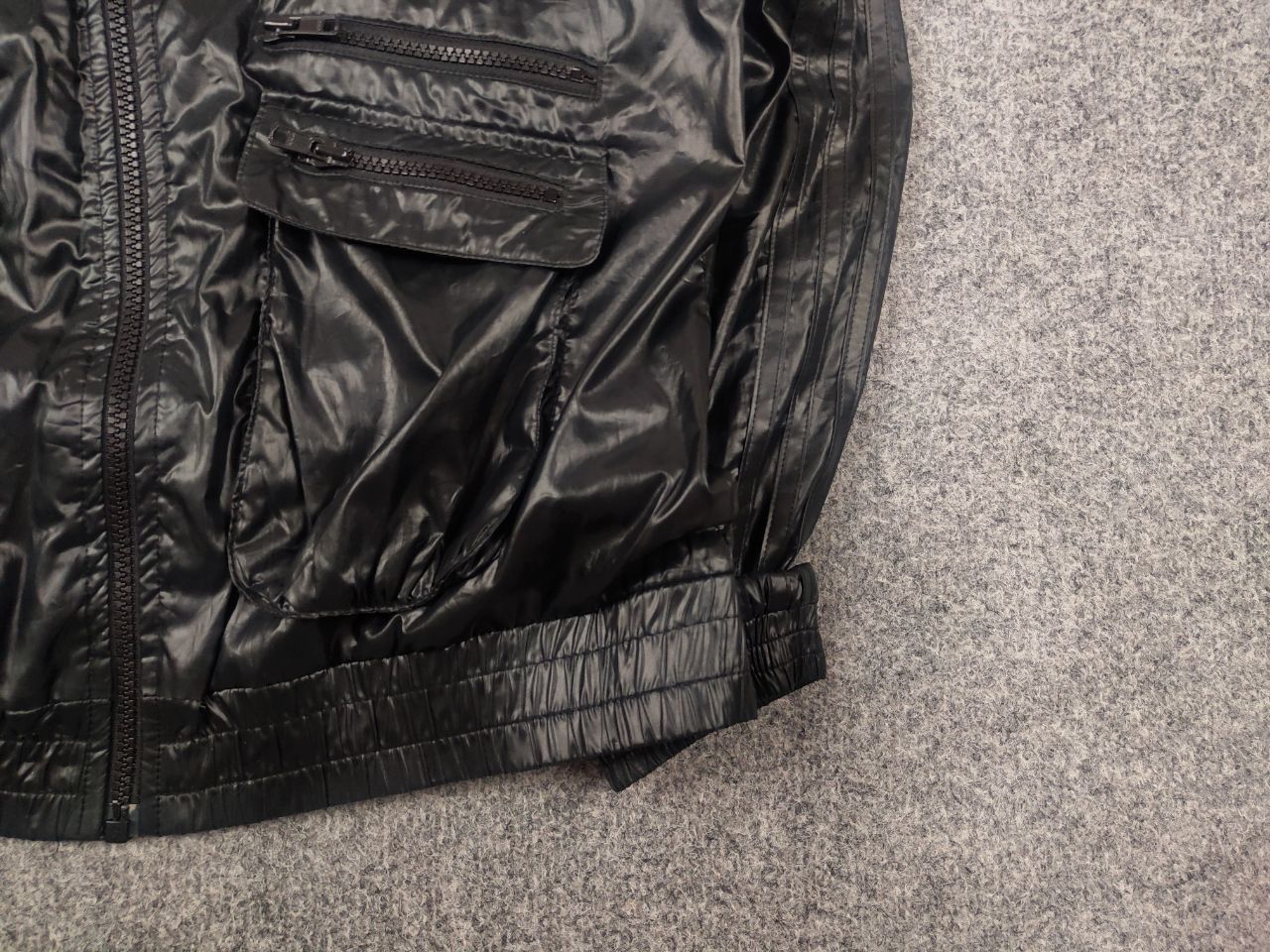 Adidas Vintage 00s all black Multi Pocket Bomber Jacket Y2K