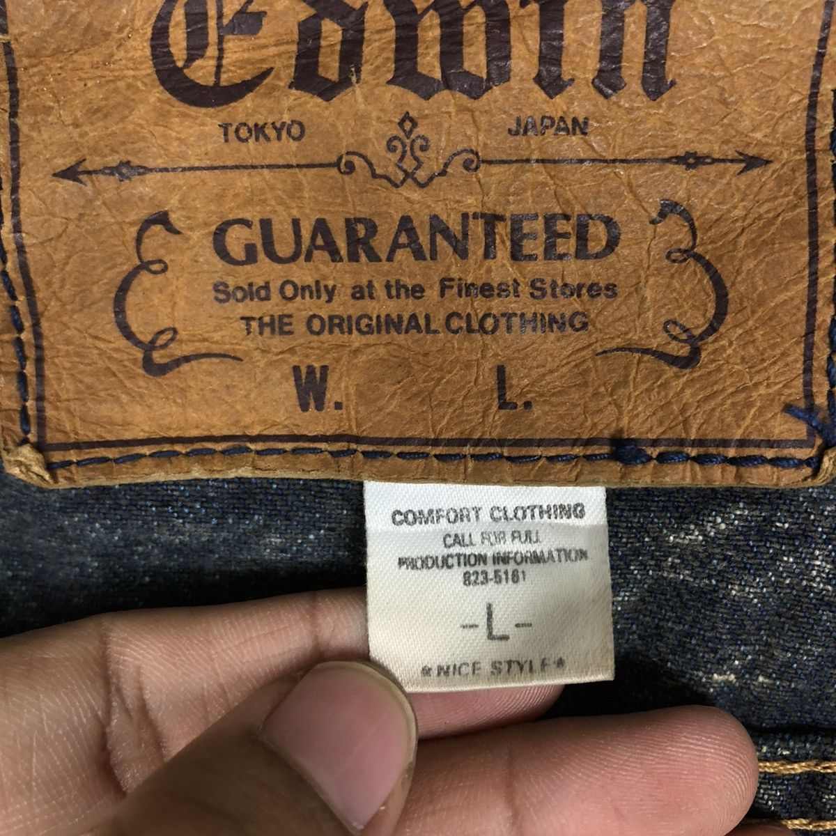 Edwin 📌VINTAGE RUSTY BIKER DENIM JACKET TRUCKER EDWIN Size US L / EU 52-54 / 3 - 19 Thumbnail