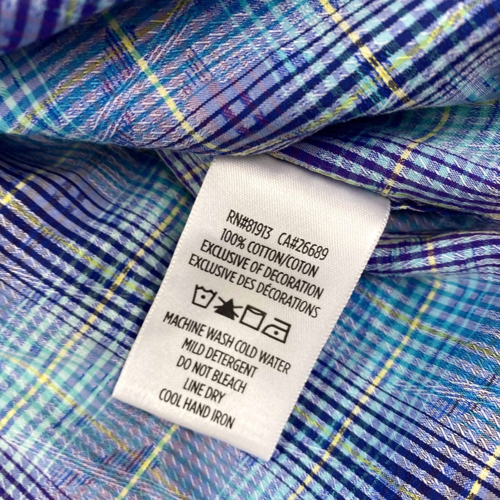 Robert Graham VINTAGE Robert Graham Shirt Mens Medium Blue Plaid Dinosaur Cuffs Classic Fit Size US M / EU 48-50 / 2 - 7 Thumbnail