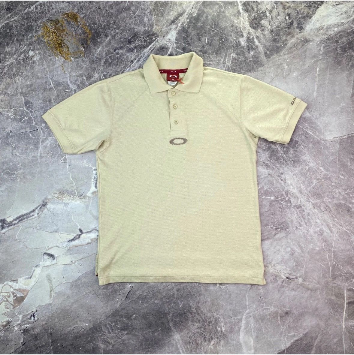 Oakley Vintage 90s Oakley Center Logo Beige Polos T-shirt Y2K Size US S / EU 44-46 / 1 - 1 Thumbnail