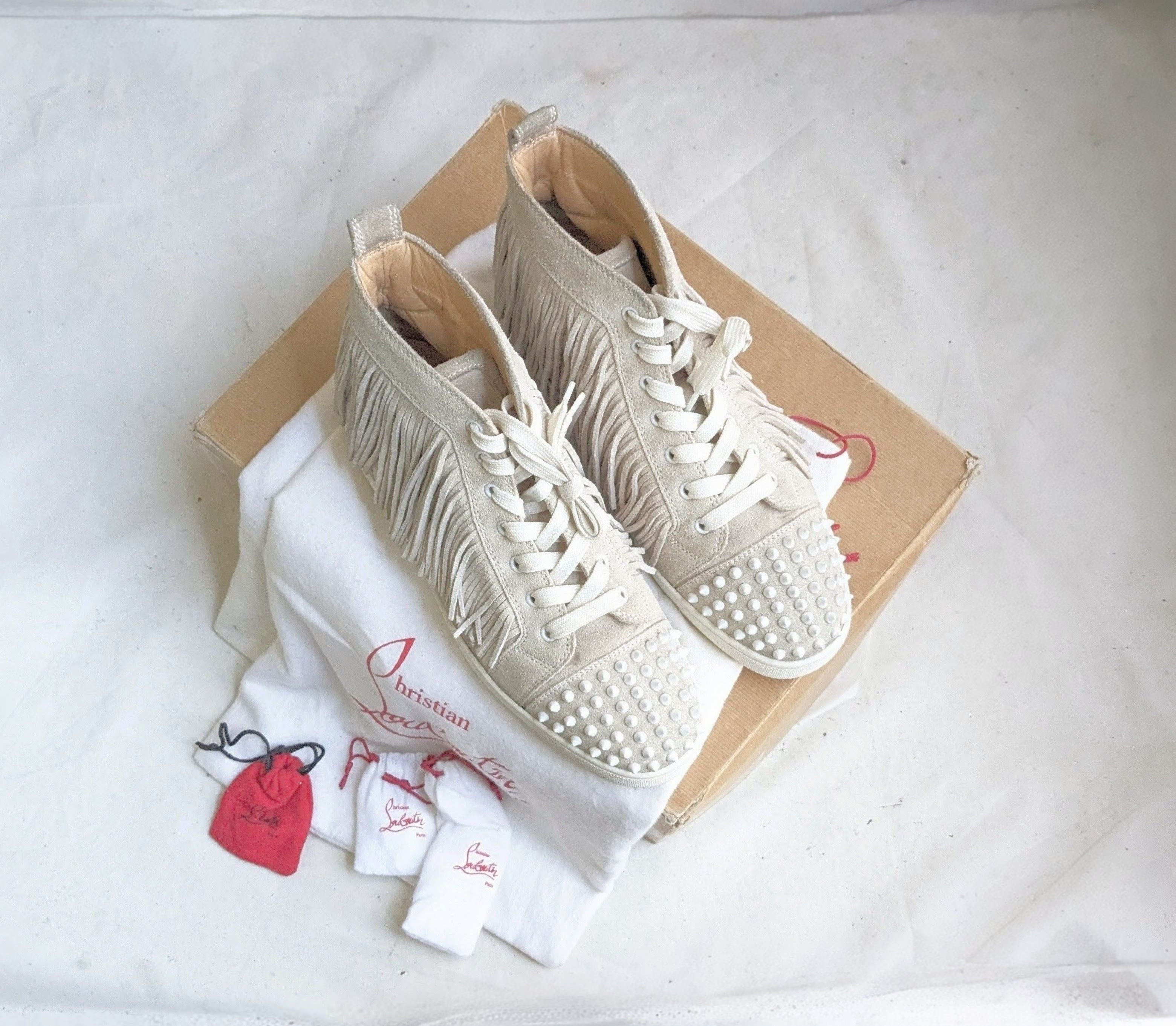 Christian Louboutin Christian Louboutin Sneakers Gray 10 43 Suede Spikes Fringe Size US 10 / EU 43 - 1 Thumbnail