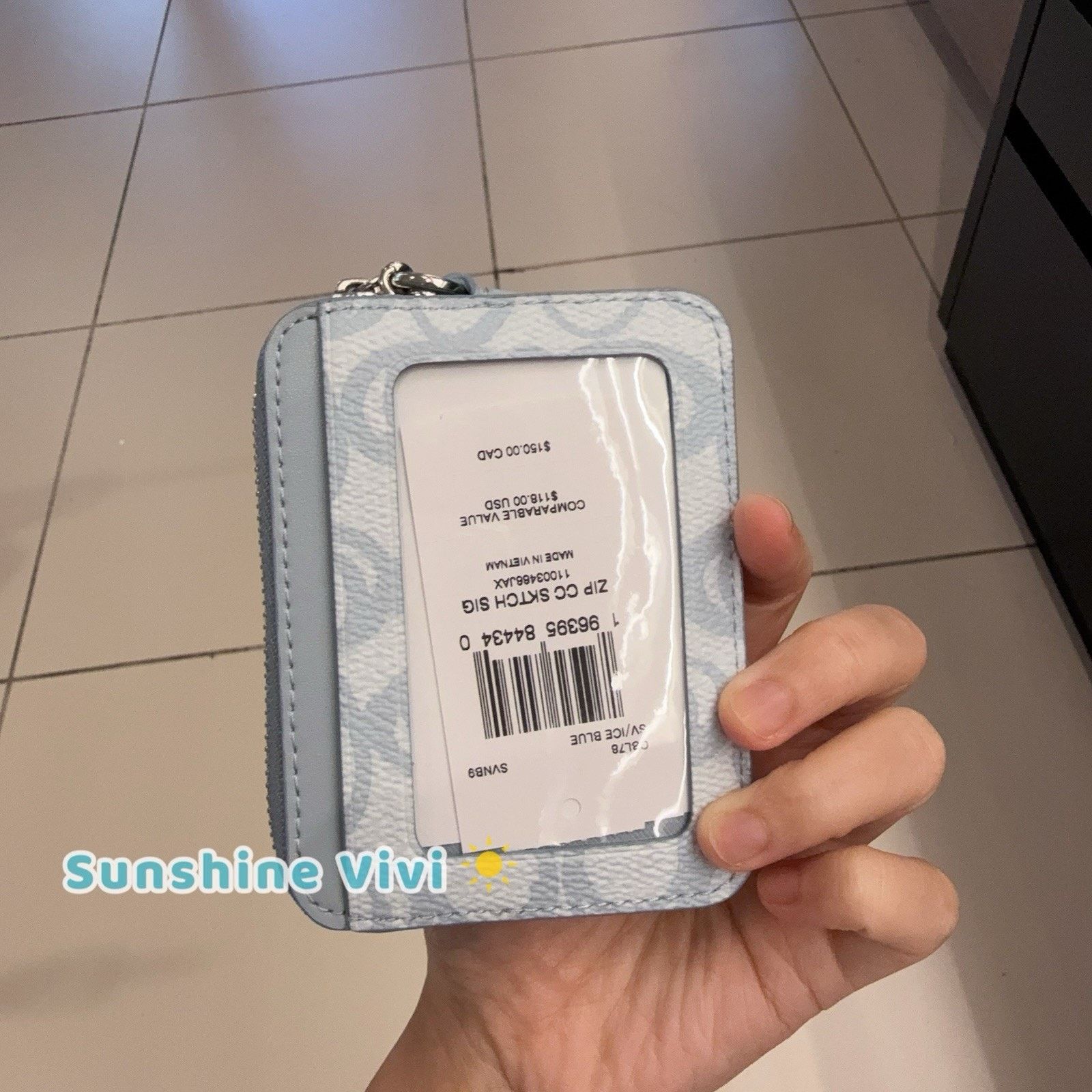 Coach NWT Coach Zip Card Case Sketch Canvas Ice Blue CBL78 Size ONE SIZE - 3 Thumbnail