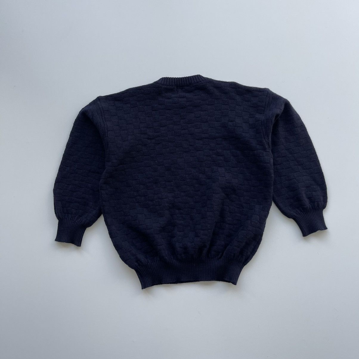 Burberry × Vintage Burberrys Vintage 90’s Big Logo Wool Knit Sweater Navy Rare Size US L / EU 52-54 / 3 - 3 Thumbnail