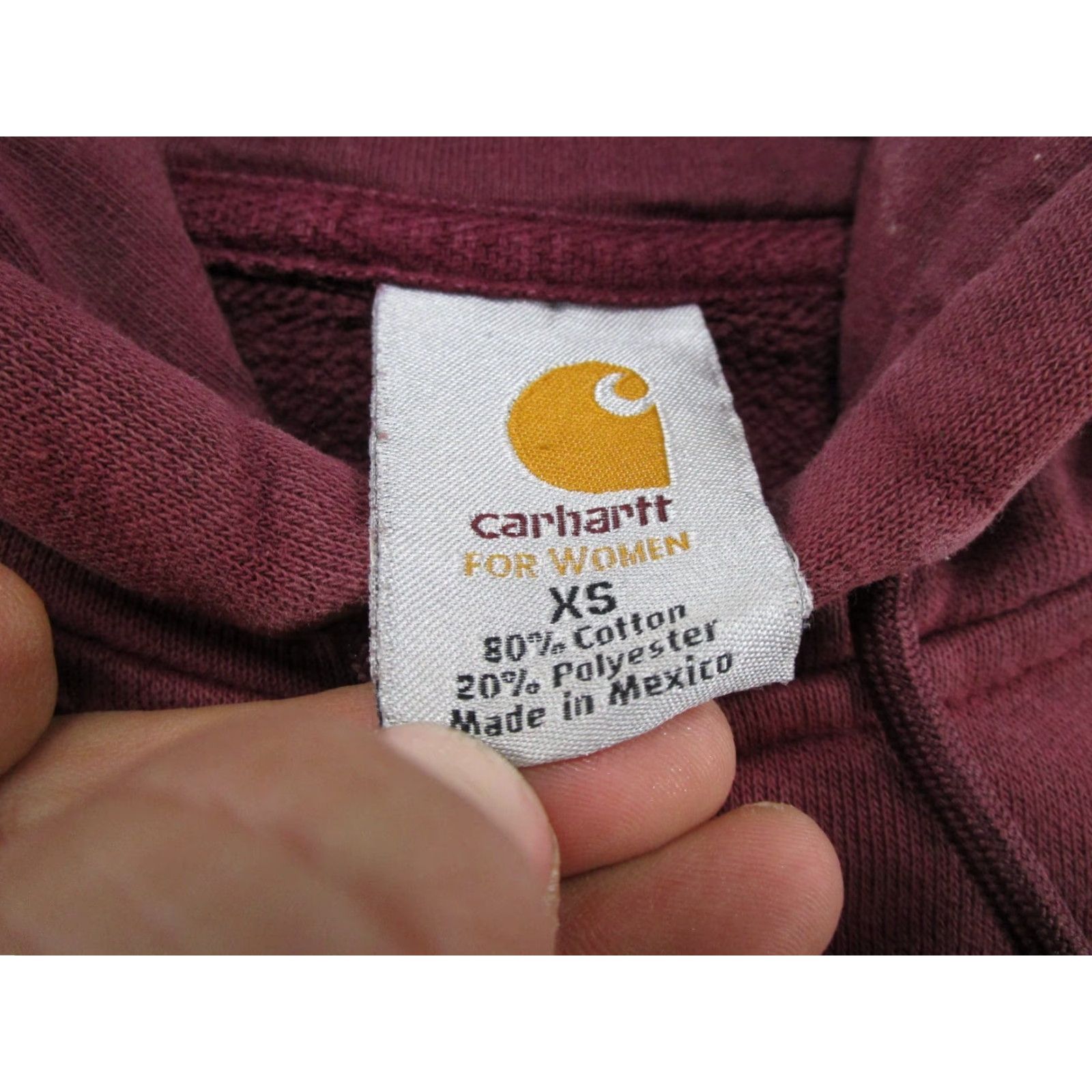 Carhartt VINTAGE Carhartt Hoodie Women XS Burgundy Red Sweatshirt WK184 Read Size XS / US 0-2 / IT 36-38 - 2 Thumbnail