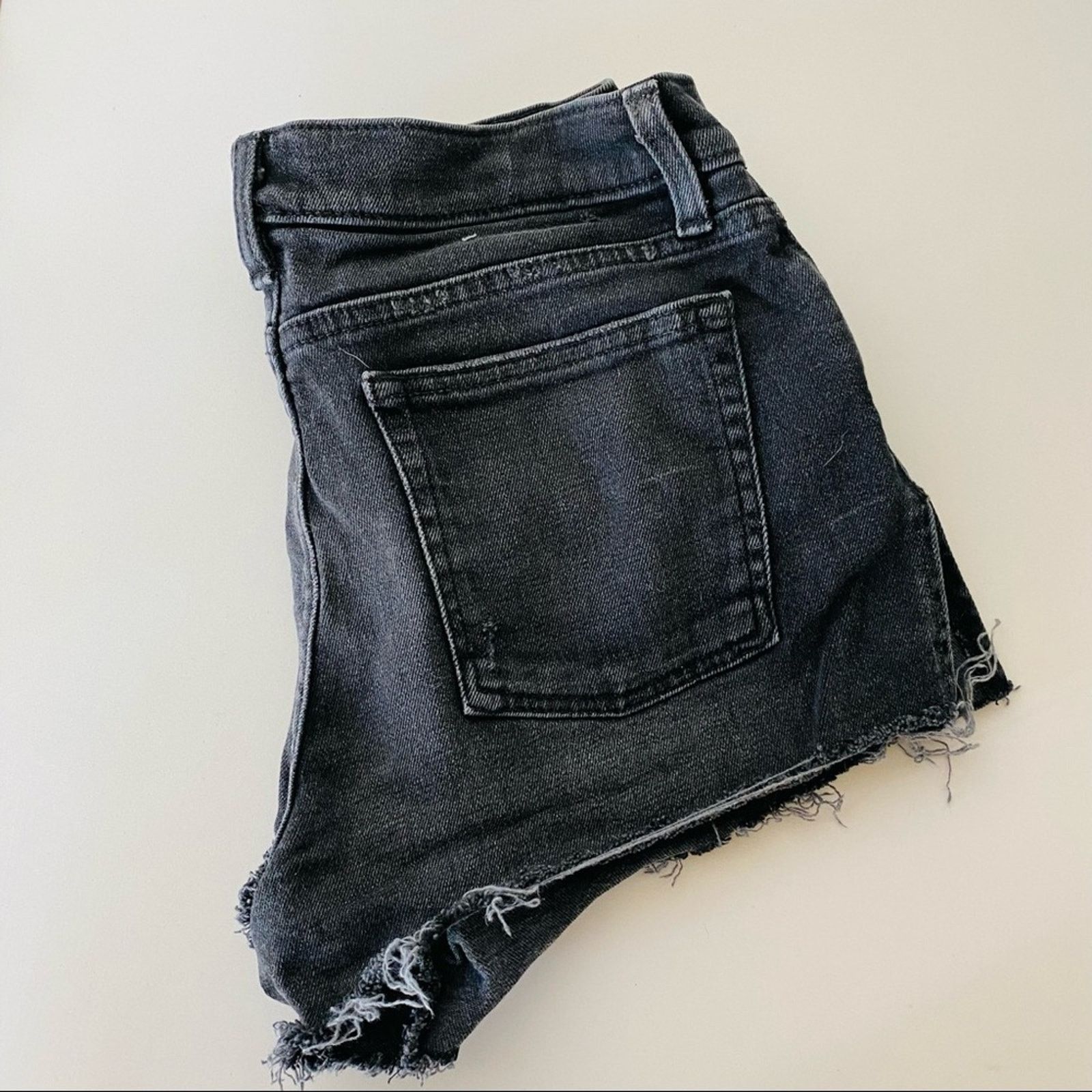 Urban Outfitters BDG Washed Black CutOff Denim Mini Jean Shorts Mid High Rise Size 28" / US 6 / IT 42 - 1 Thumbnail