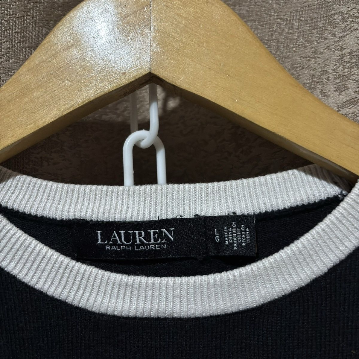 Lauren Ralph Lauren Two Tone Logo Short Sleeve Sweater Size L / US 10 / IT 46 - 4 Thumbnail