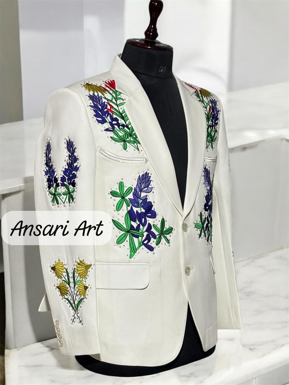 Other Men 2PC Customized floral embroidery western Nudie outfit Size 44S - 3 Thumbnail
