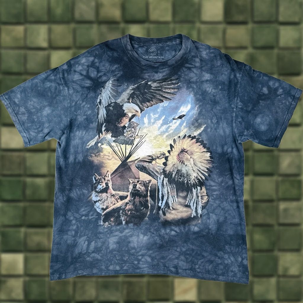 The Mountain The Mountain T Shirt XL Nature Animal Tie Dye Eagle Wolves Native Blue Mens Size US XL / EU 56 / 4 - 1 Thumbnail