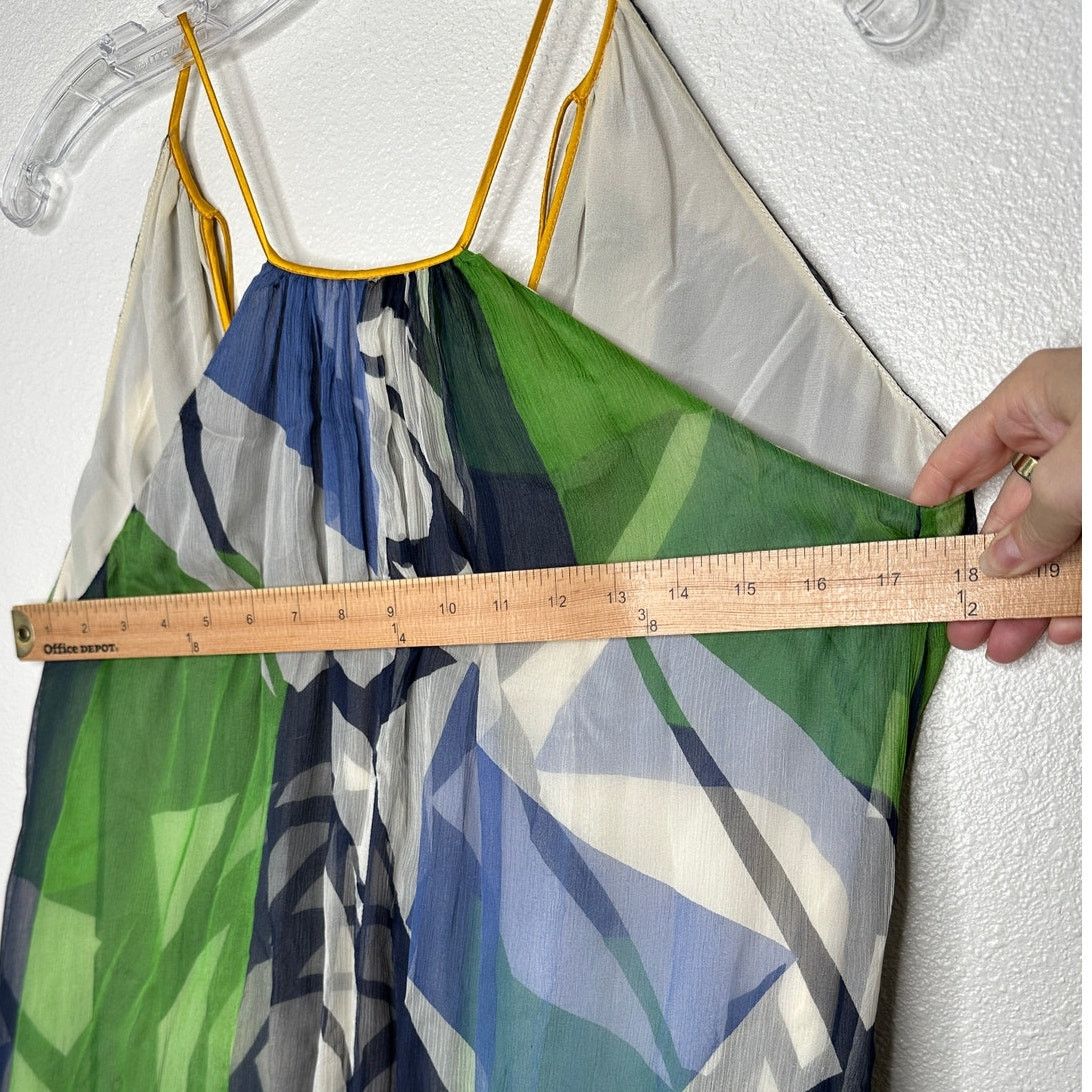 Other Catherine Malandrino Blue Green Cream Silk Tie Dress 6 Size M / US 6-8 / IT 42-44 - 10 Thumbnail
