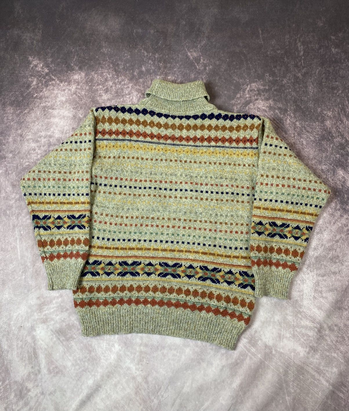 Vintage Fisherman Out Of Ireland FairIsle Knitted Turtleneck Sweater Size US S / EU 44-46 / 1 - 7 Thumbnail