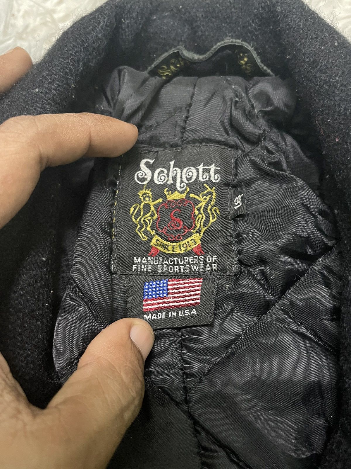 Schott 90s SCHOTT NYC DOUBLE COLLAR JACKET WOOL AND LEATHER Size US S / EU 44-46 / 1 - 10 Thumbnail