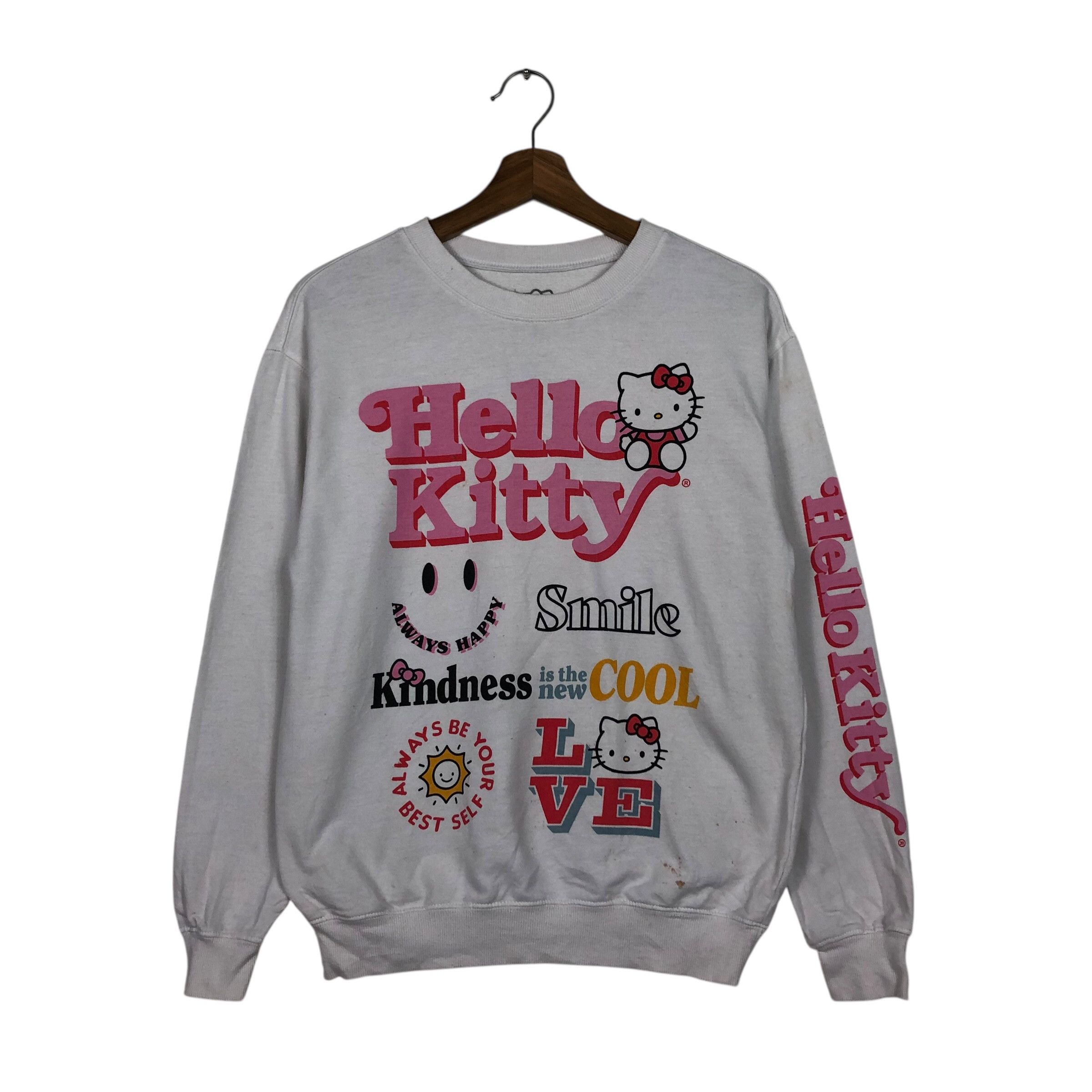 Japanese Brand 📌Vintage Cropped Sweatshirt Cartoon Hello Kitty Big Logo Size US XS / EU 42 / 0 - 2 Thumbnail