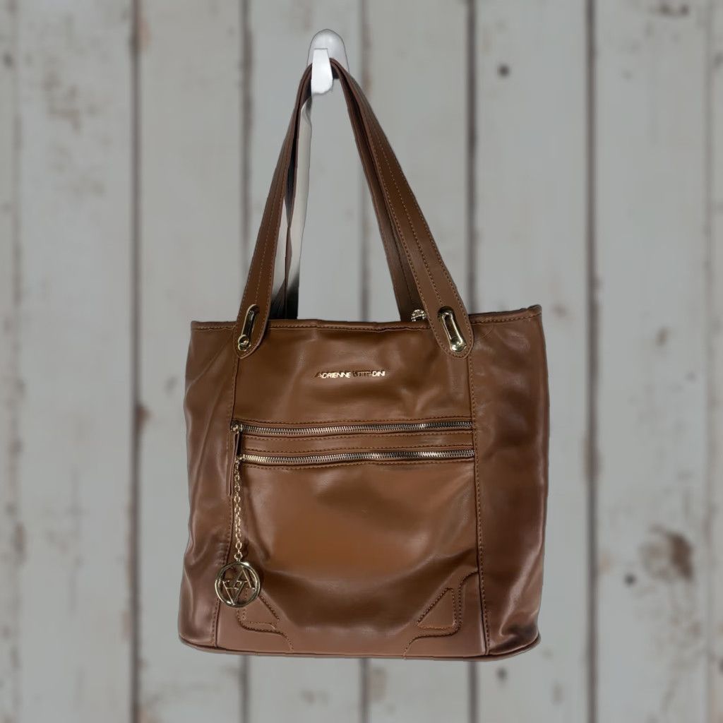 Vintage Adrienne Vittadini Cognac Vegan Leather Large Bag Size ONE SIZE - 1 Thumbnail
