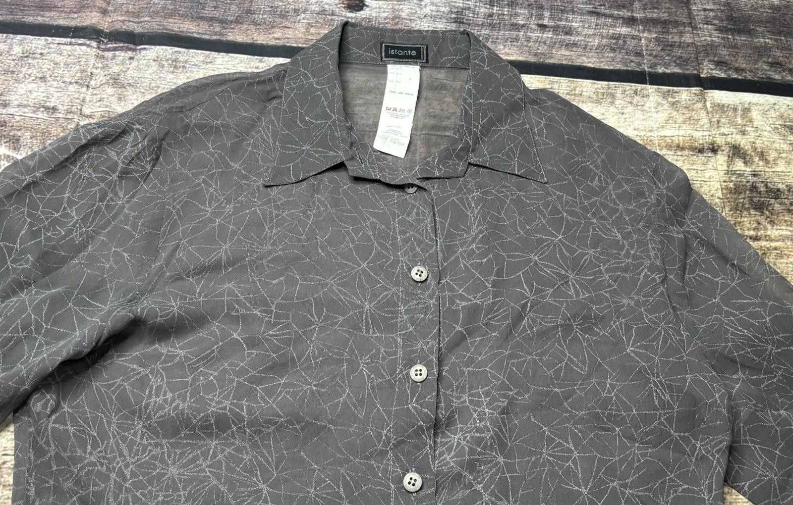 Other VTG Istante Top Womens Medium Silk Sheer Geometric Italy Size M / US 6-8 / IT 42-44 - 4 Thumbnail