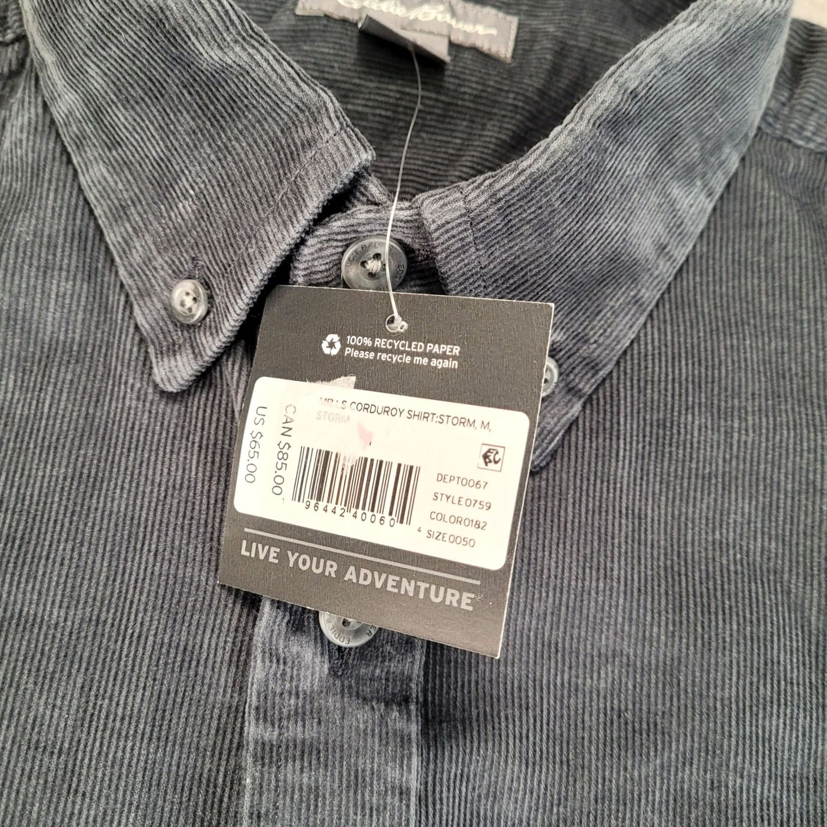 Eddie Bauer Eddie Bauer Mens Grey Medium Corduroy Long Sleeve Button Down Shirt New Size US M / EU 48-50 / 2 - 3 Thumbnail