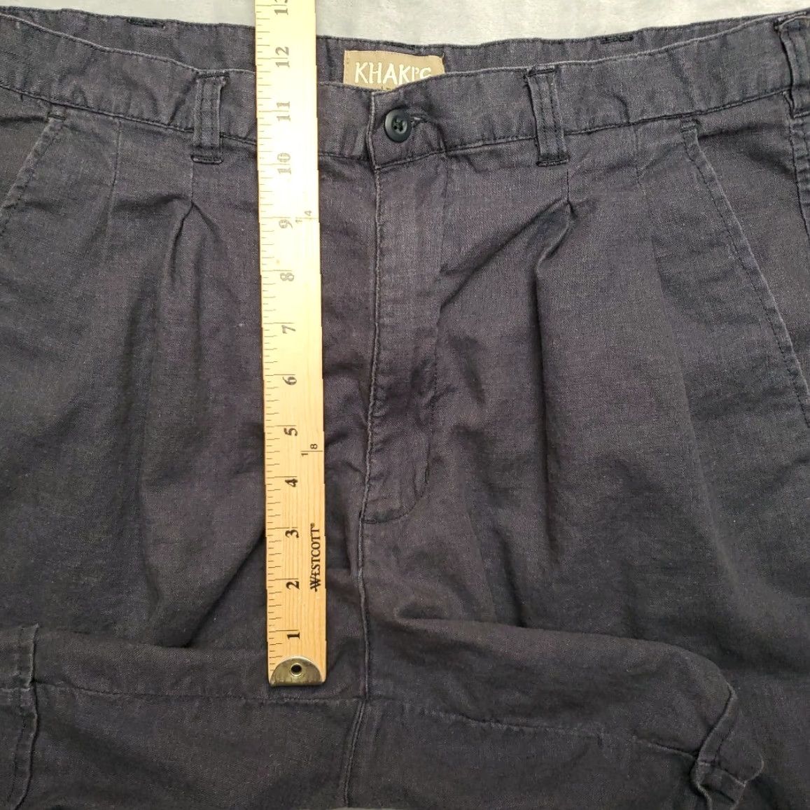 Arrow Arrow Khakis Shorts Mens Blue Linen Blend Pleated Cargo Casual Pocket Front Zip 36 Regular Size US 36 / EU 52 - 7 Thumbnail