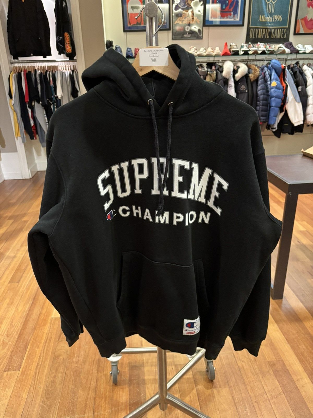 Black supreme champion hoodie best sale