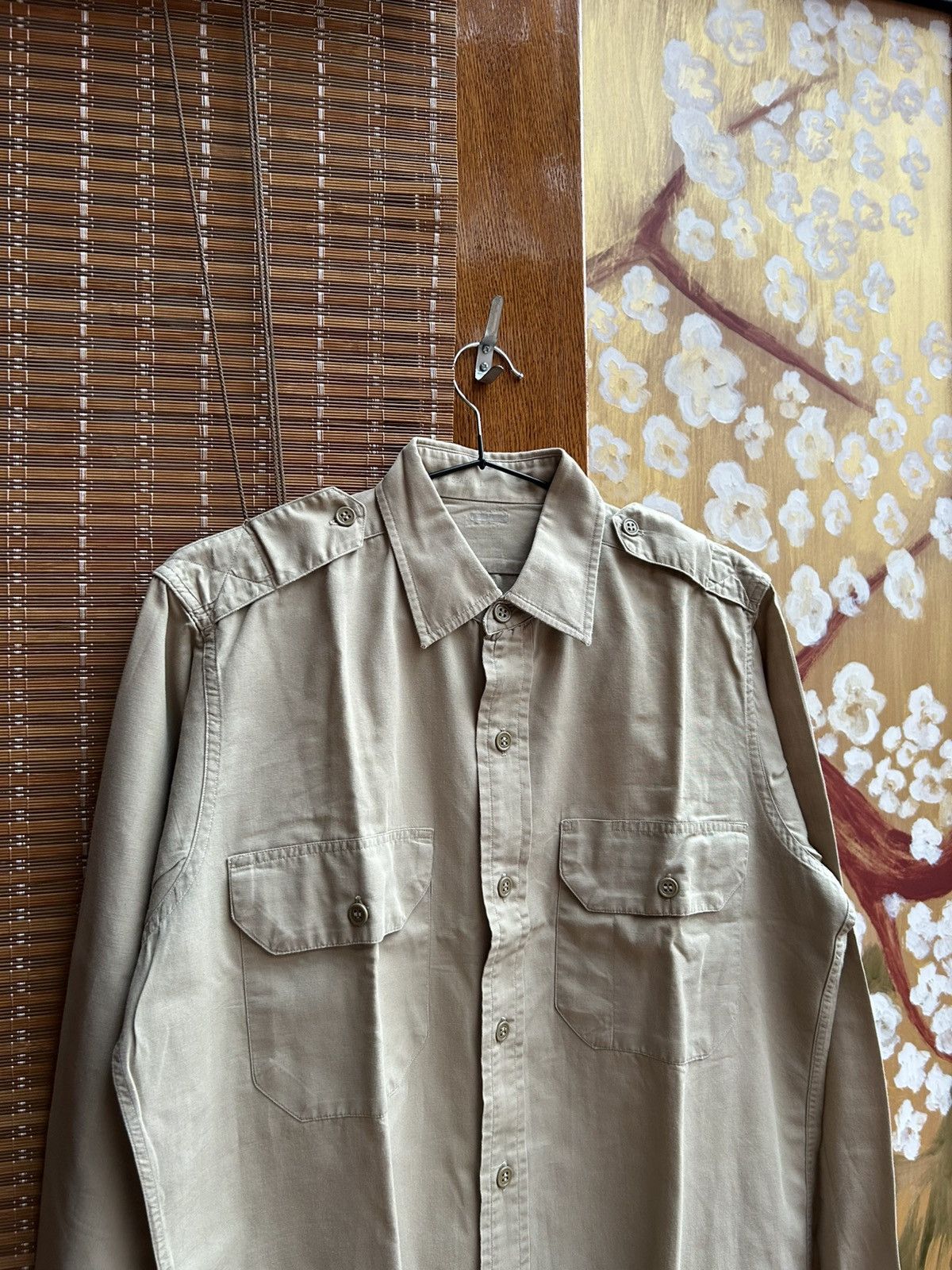 Vintage Vintage 50s US Army Khaki Cotton Twill Long Sleeve Shirt Size US S / EU 44-46 / 1 - 4 Thumbnail